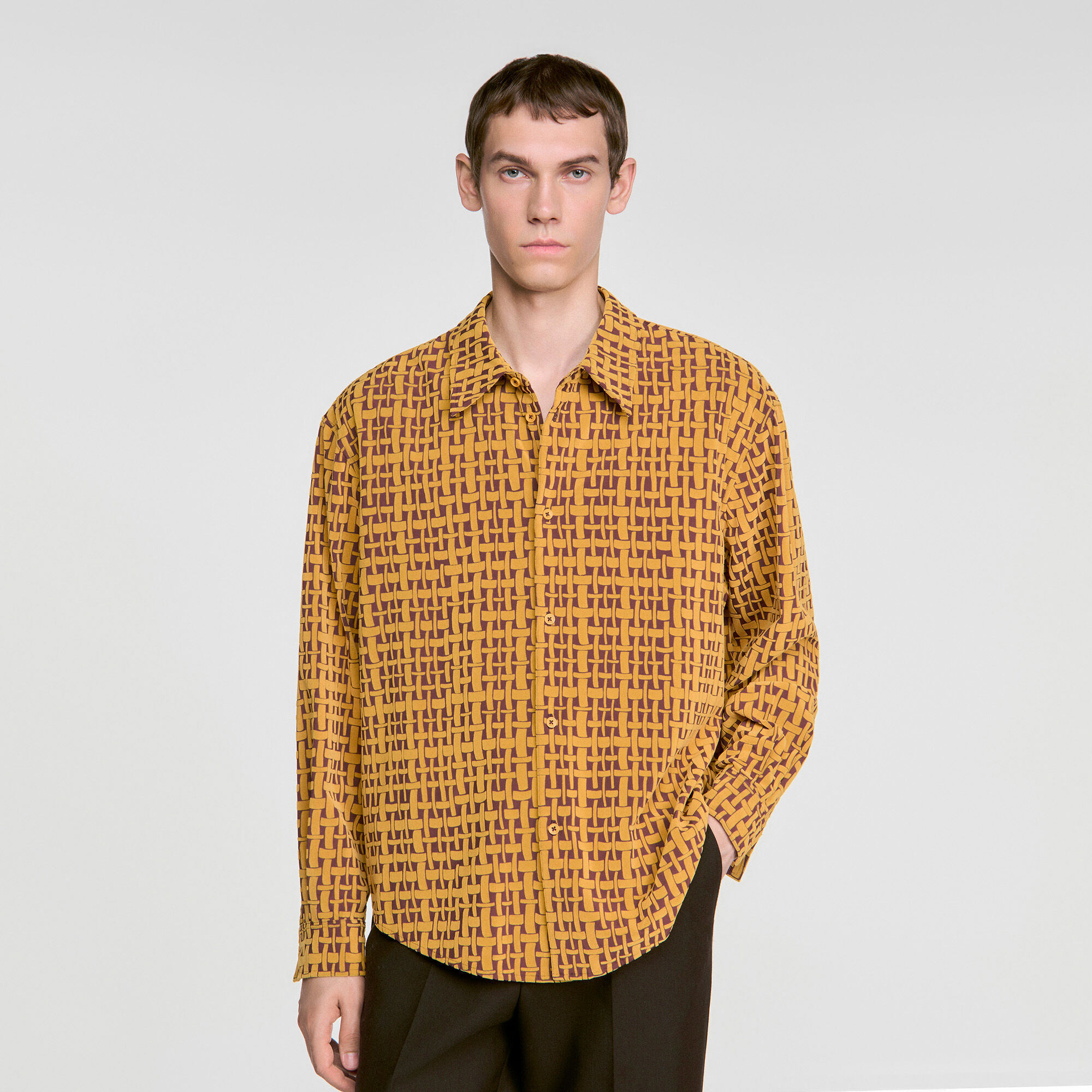 Overhemd met velours flockprint - Man | Sandro