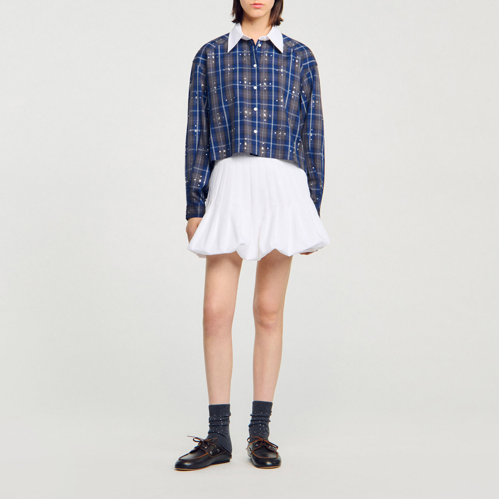 Overhemdblouse geruit met stras - Vrouw | Sandro