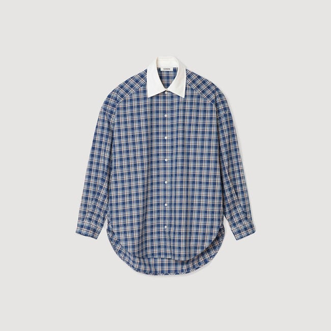 Overhemdblouse geruit met stras