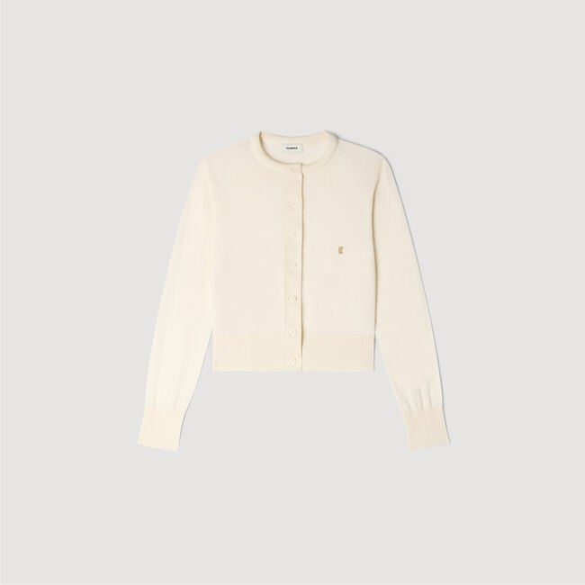 Kort cardigan met gewatteerde kraag