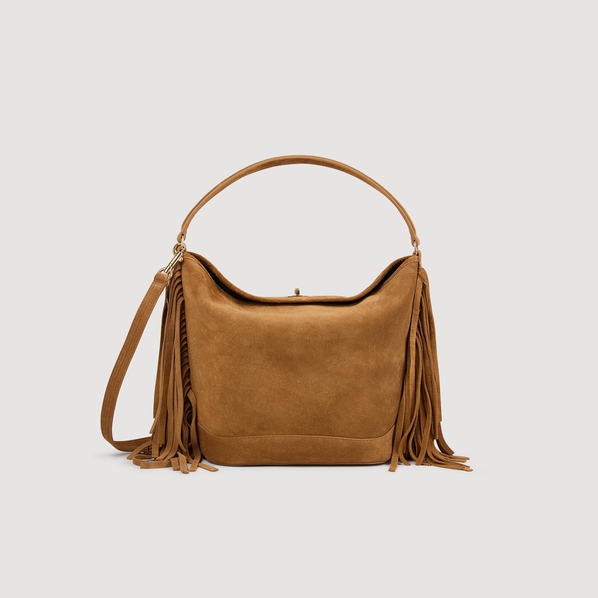 Tas bucket bag suède franjes