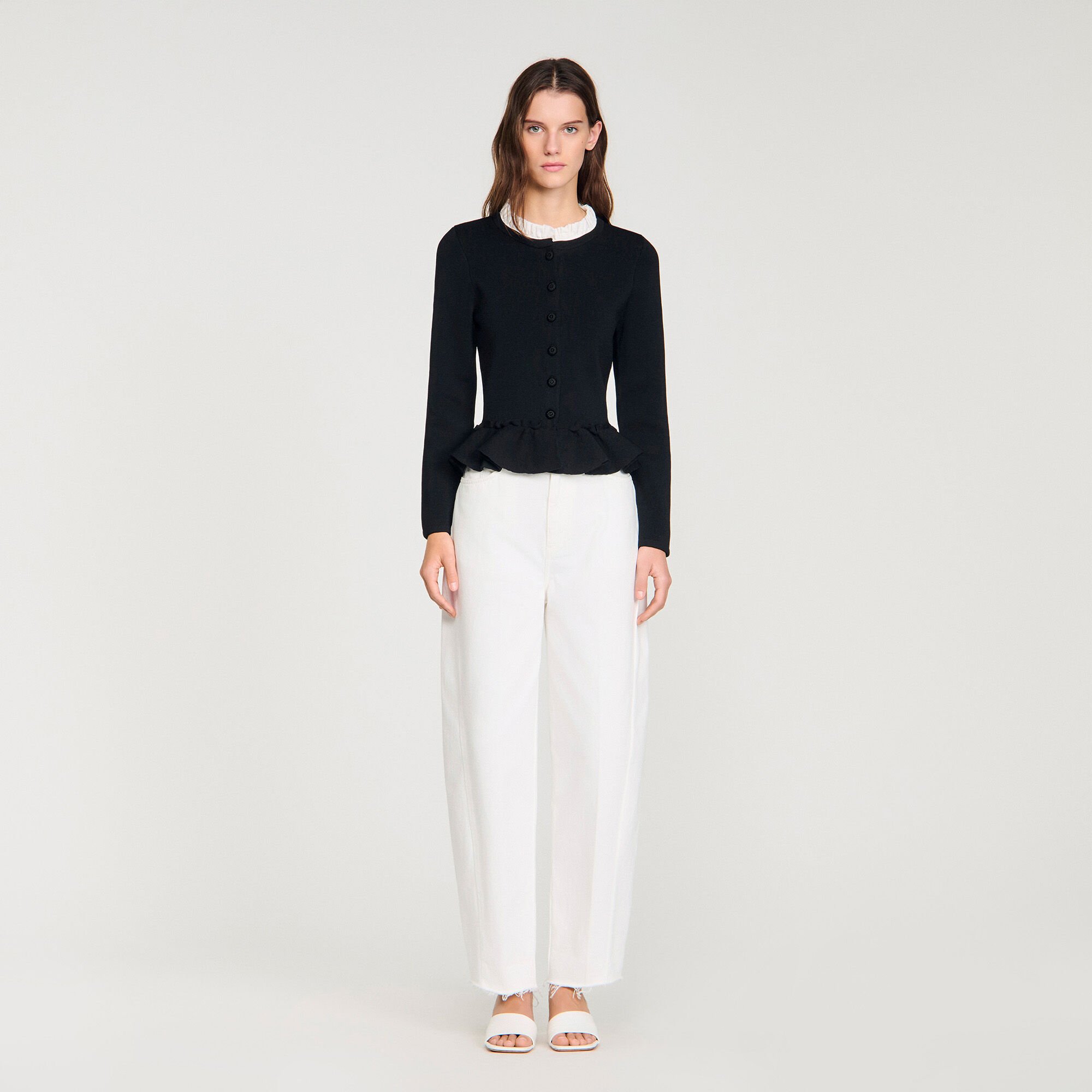 Cardigan met peplum en losse kraag