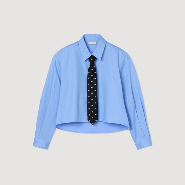 Korte blouse met afneembare das