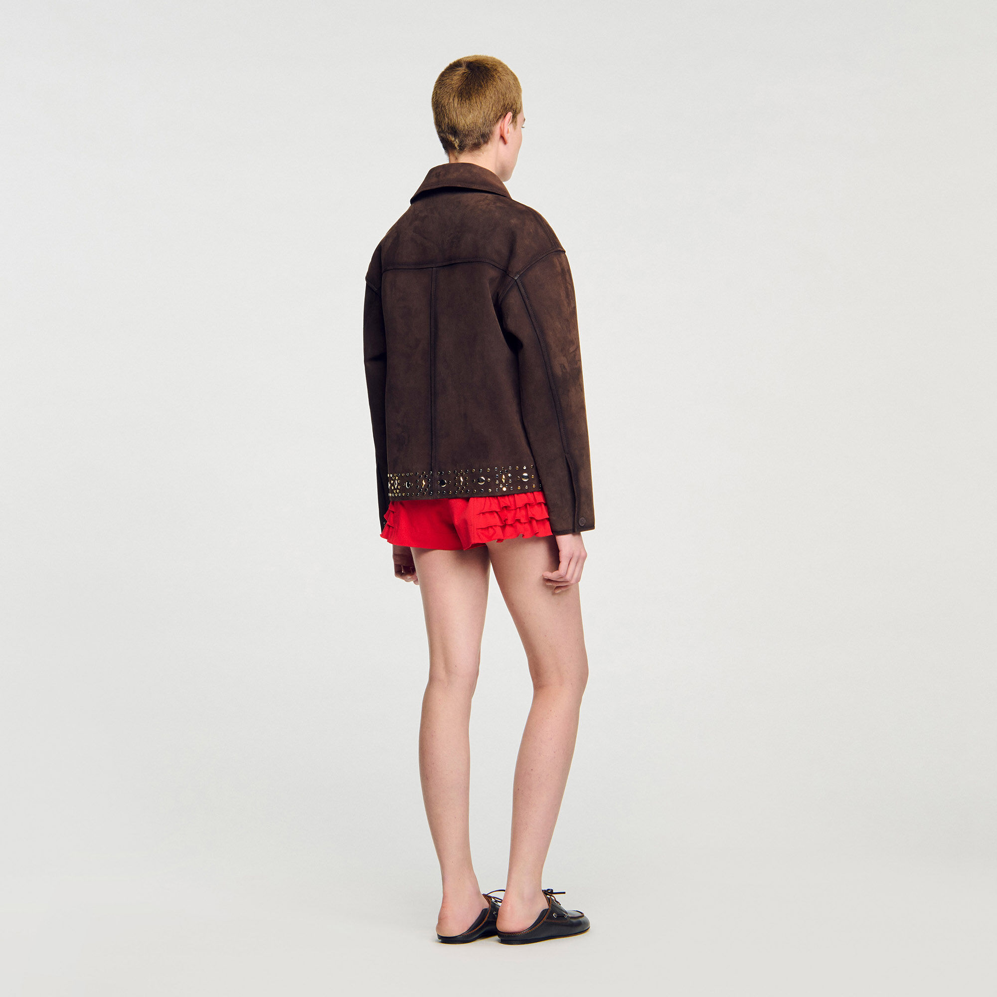 Suède leren jas met studs