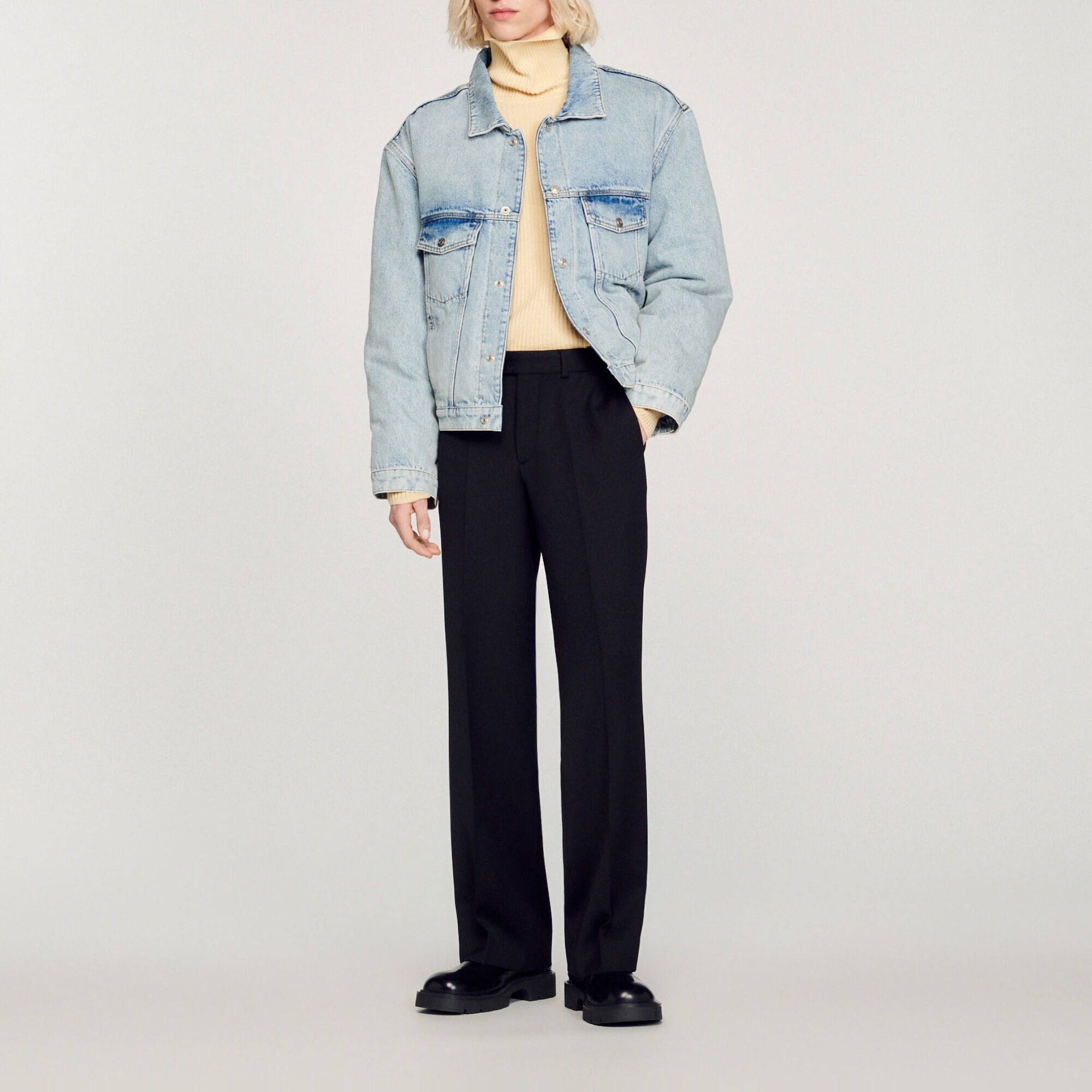 Denim jack van joggingstof