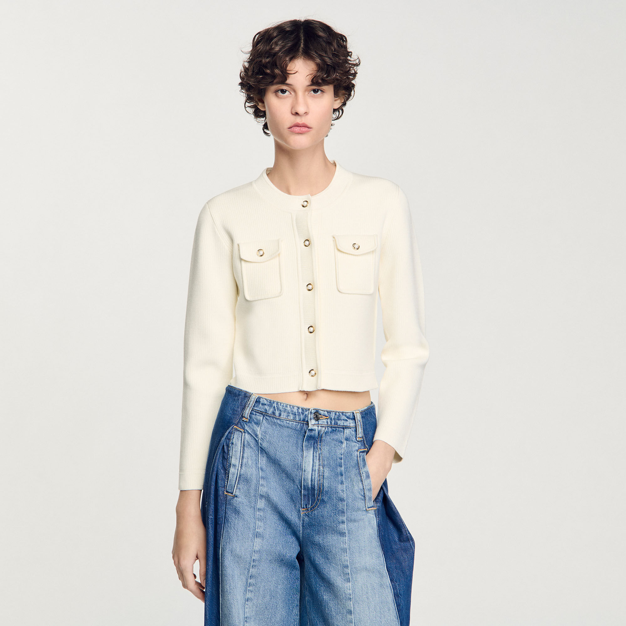 Cardigan vest ribgebreid