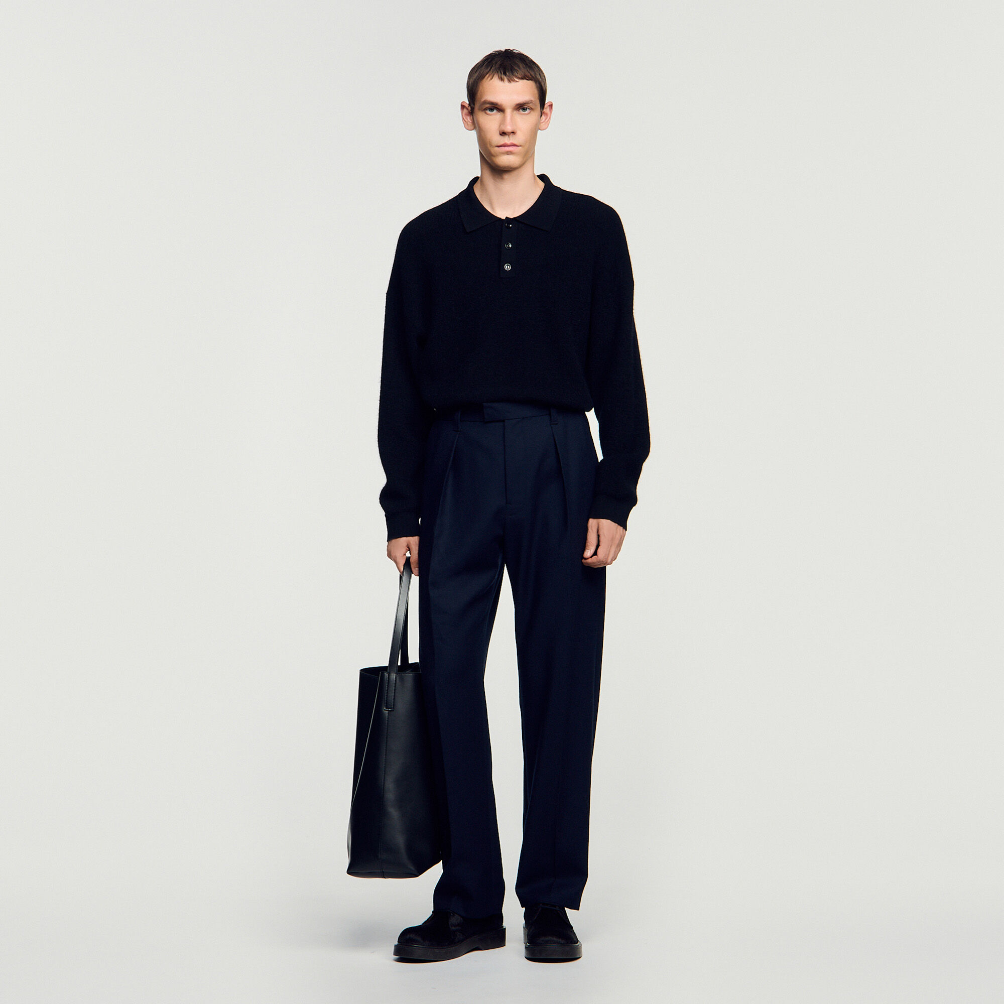 Wijdvallende broek van wol - Man | Sandro