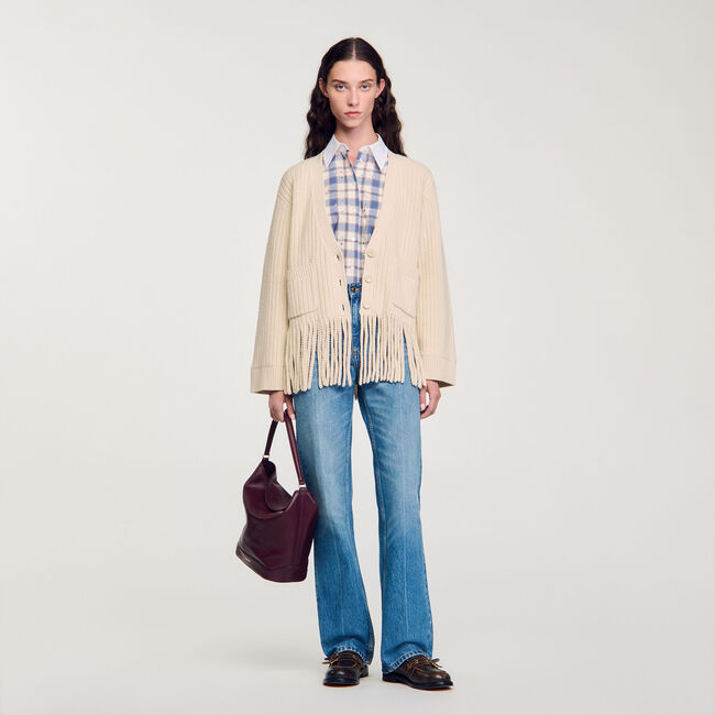 Cardigan vest gebreid met ruches