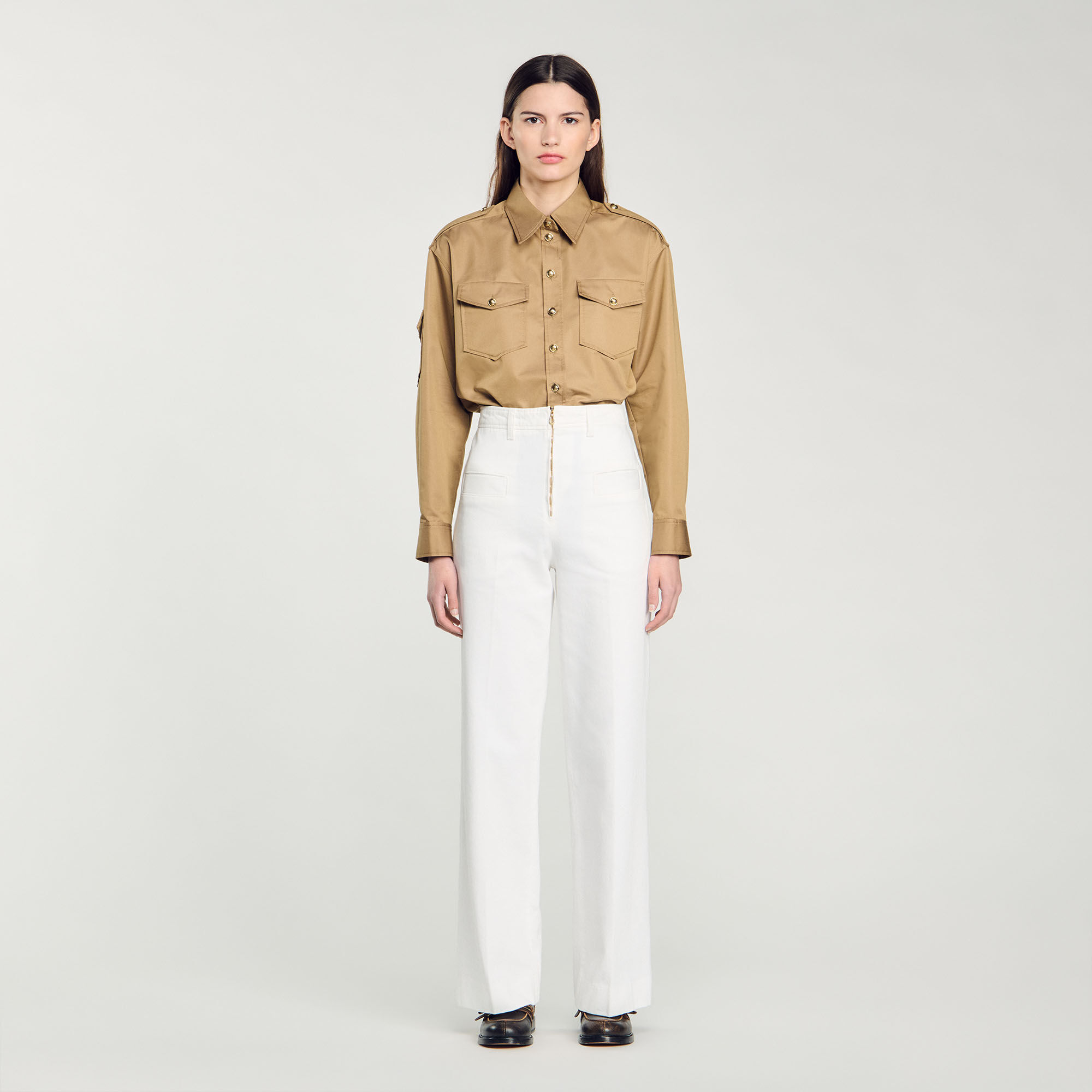 Wijde canvas pantalon