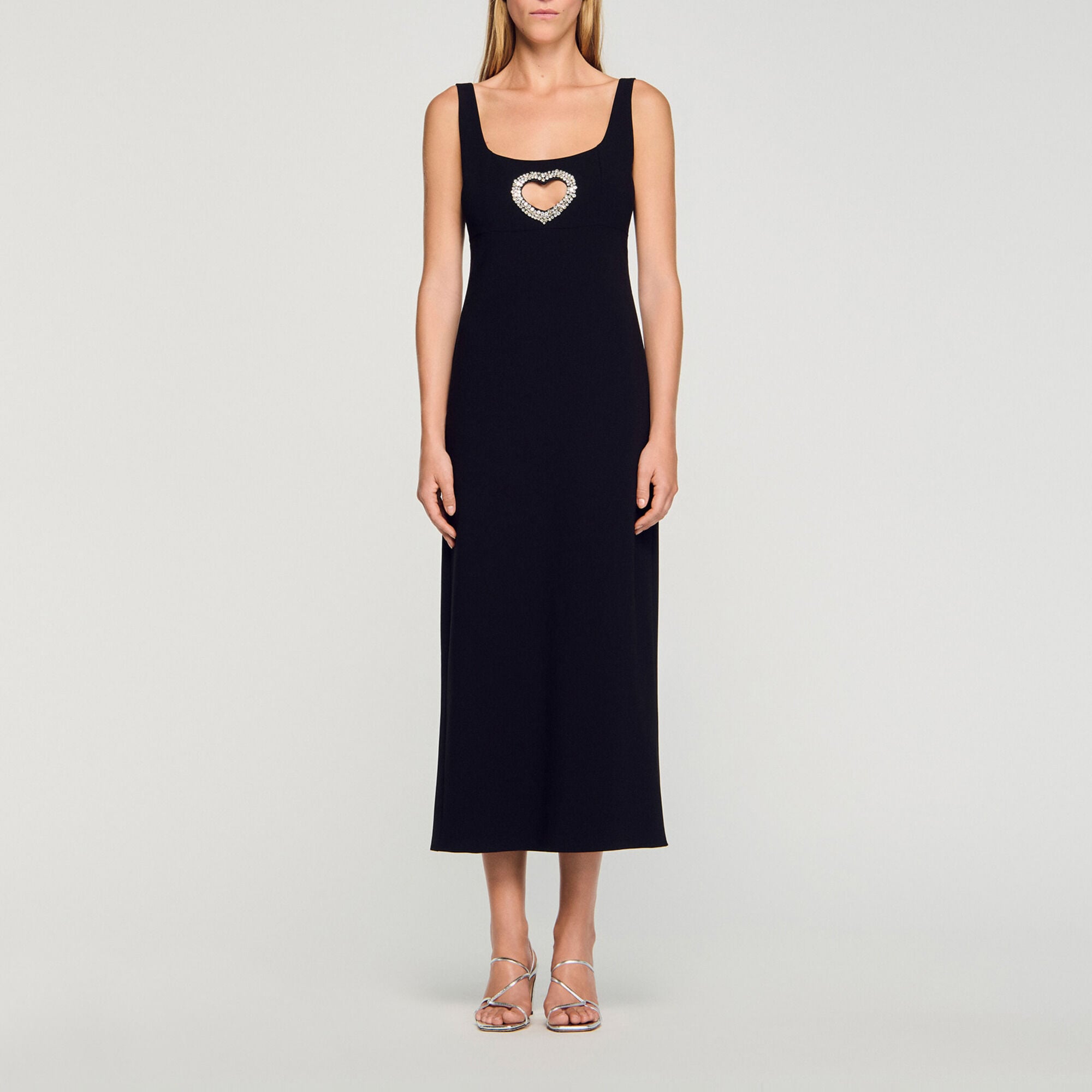 Lange jurk hart met stras - Vrouw | Sandro