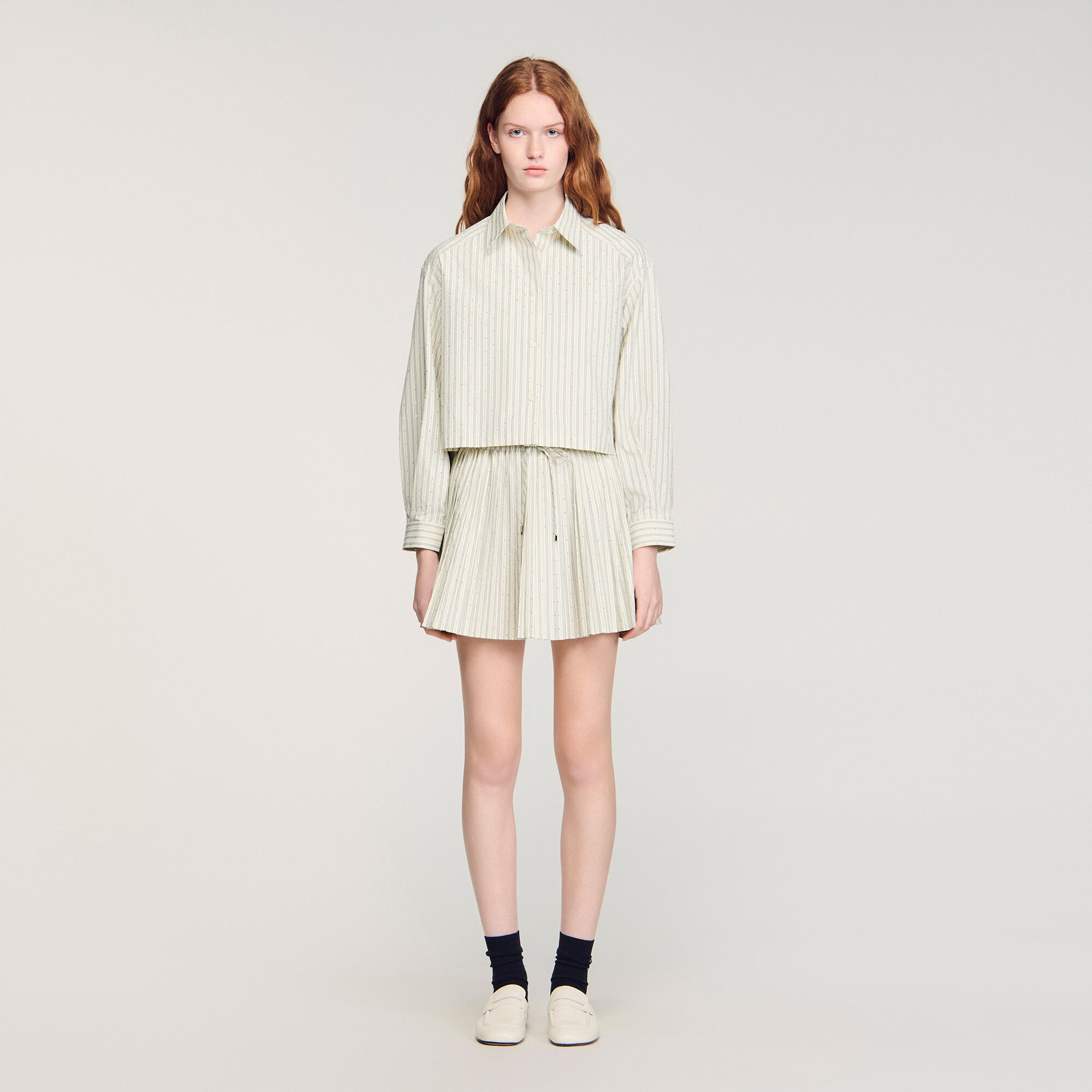 Overhemdblouse gestreept met stras