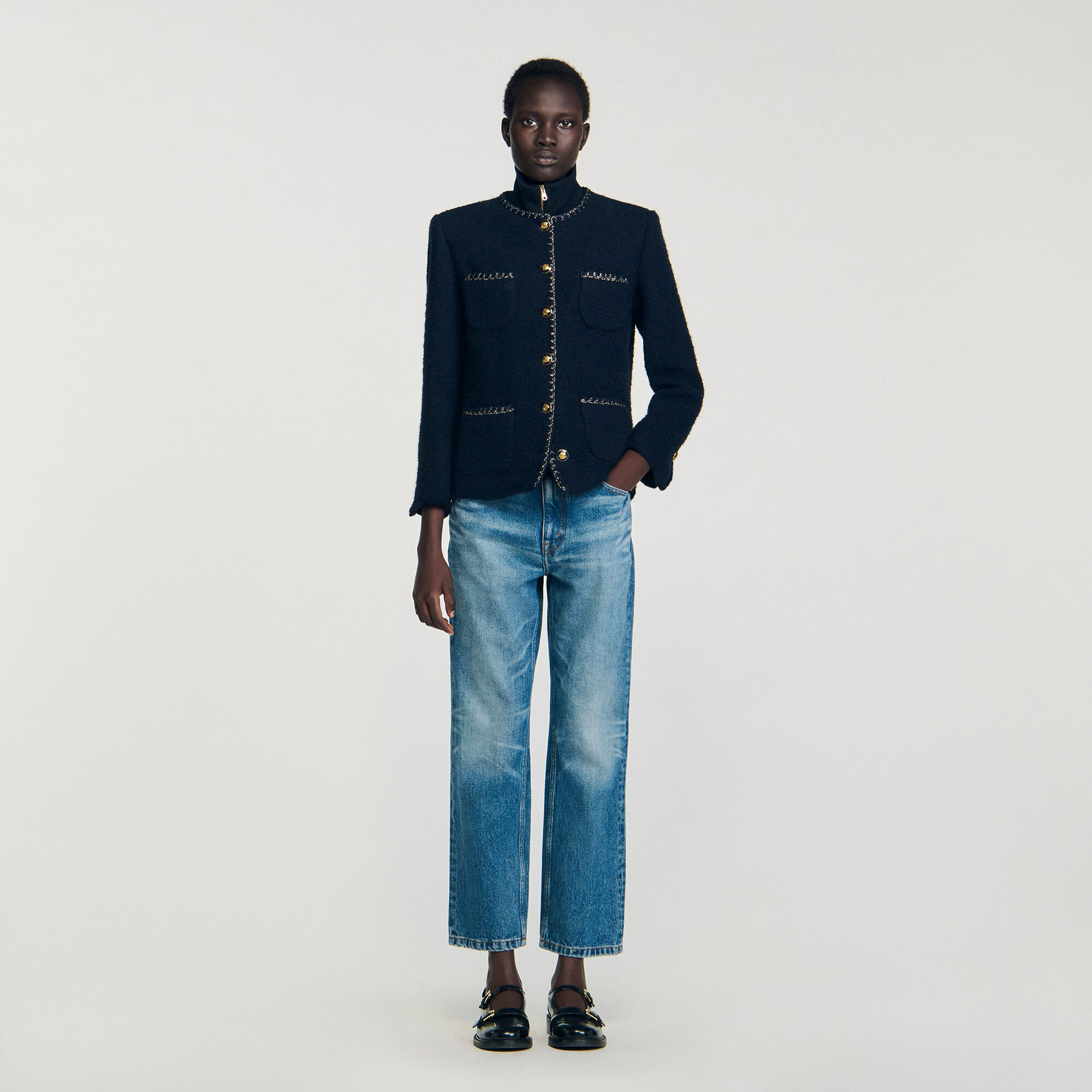 Tweed jasje met siergalons