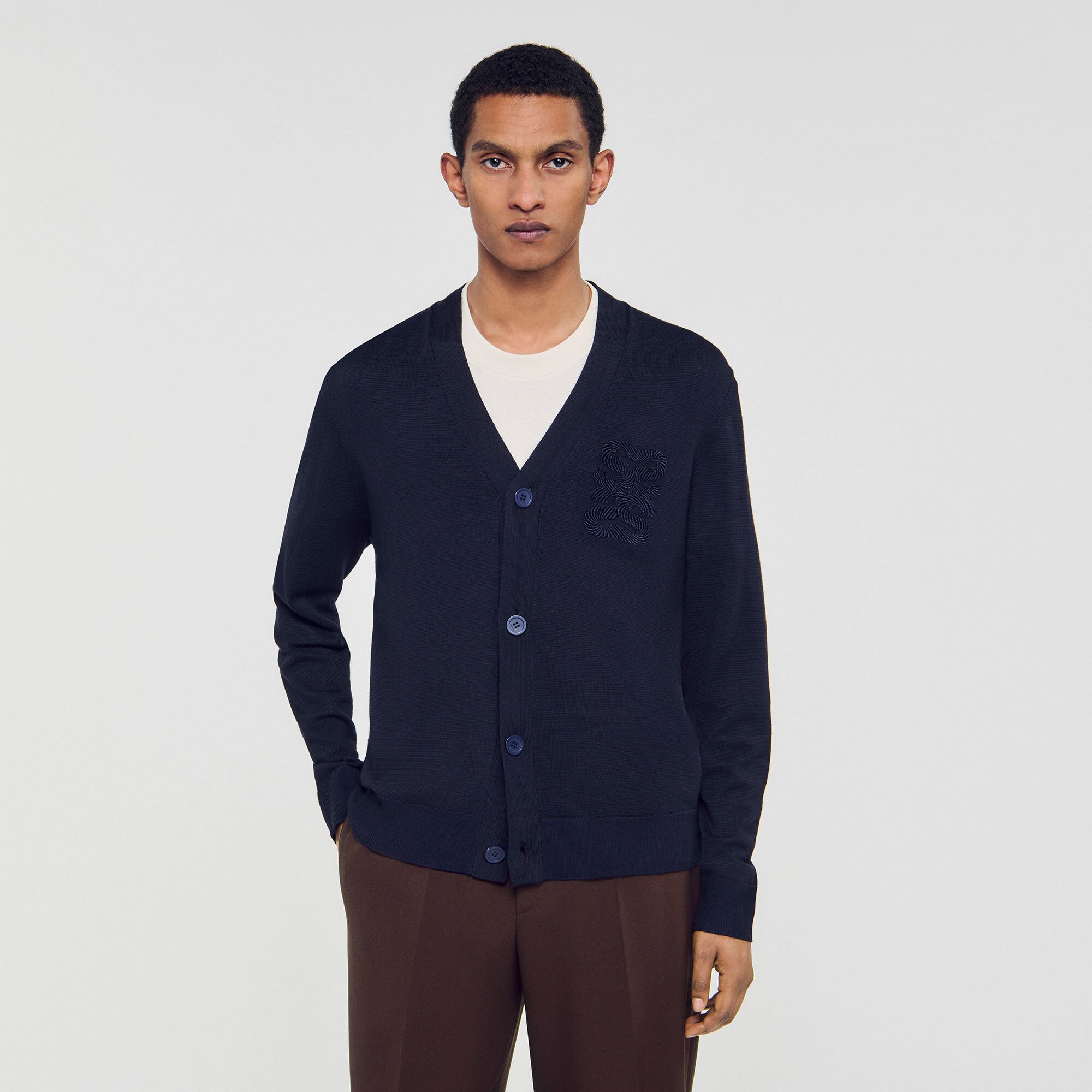 Cardigan vest met koordborduurwerk