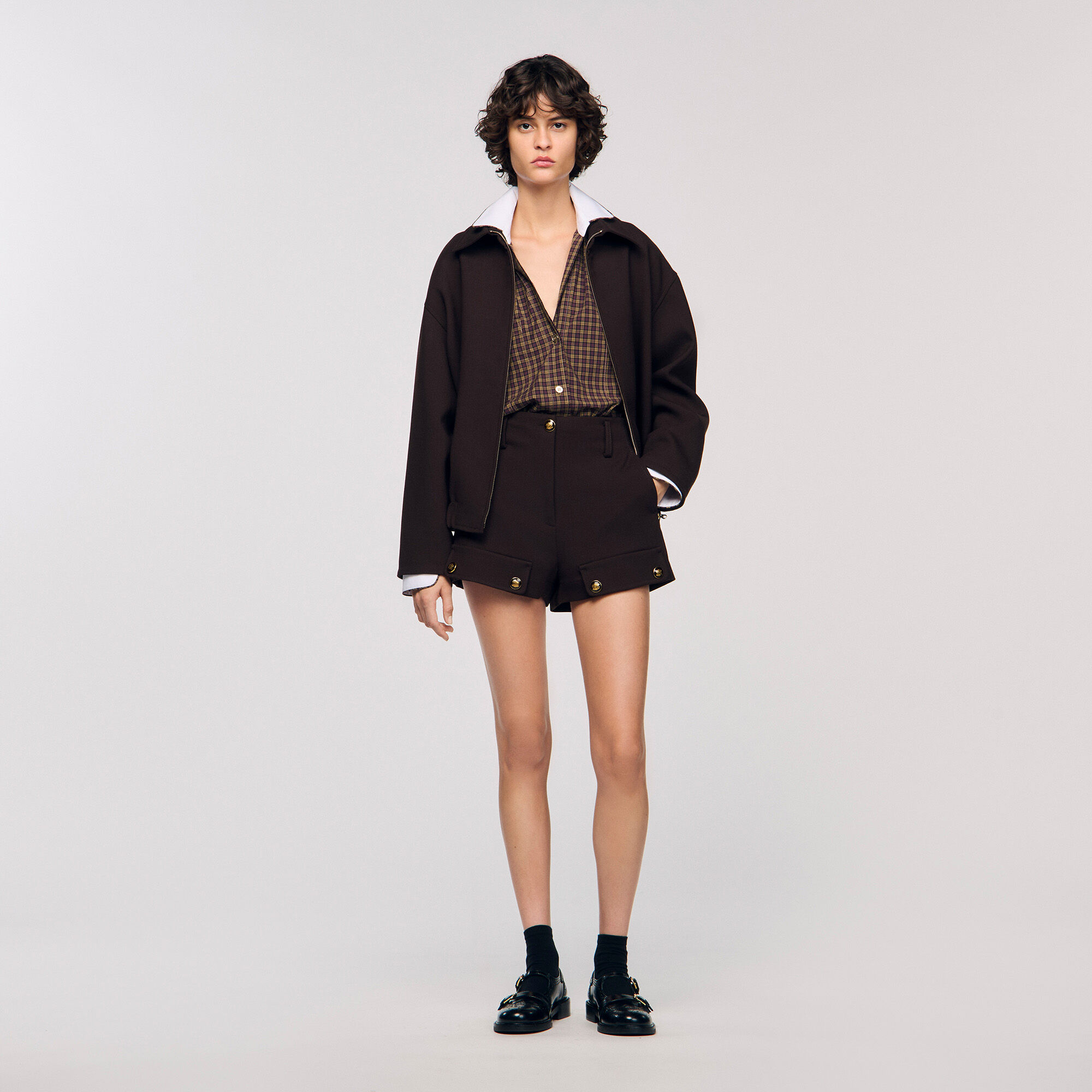 Overhemdblouse tweekleurig ruit