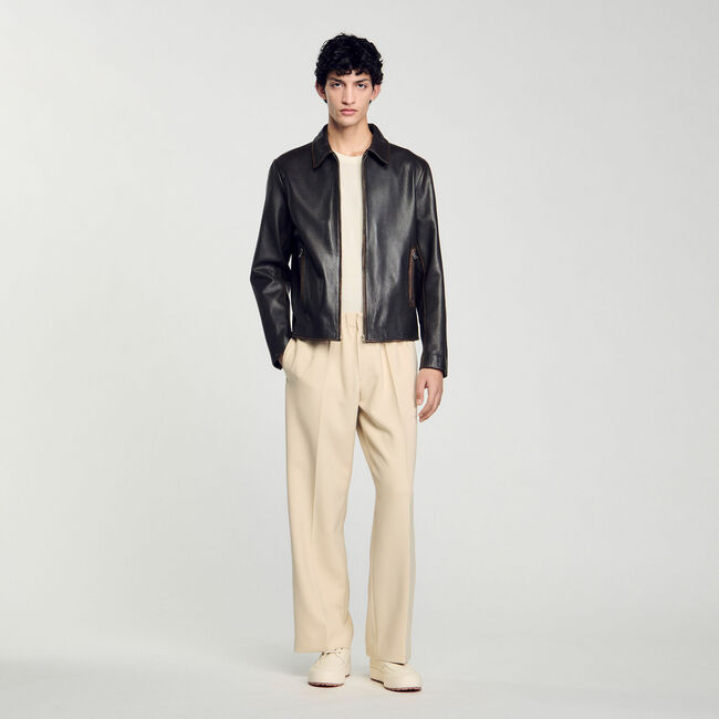 Leren jack verweerde look