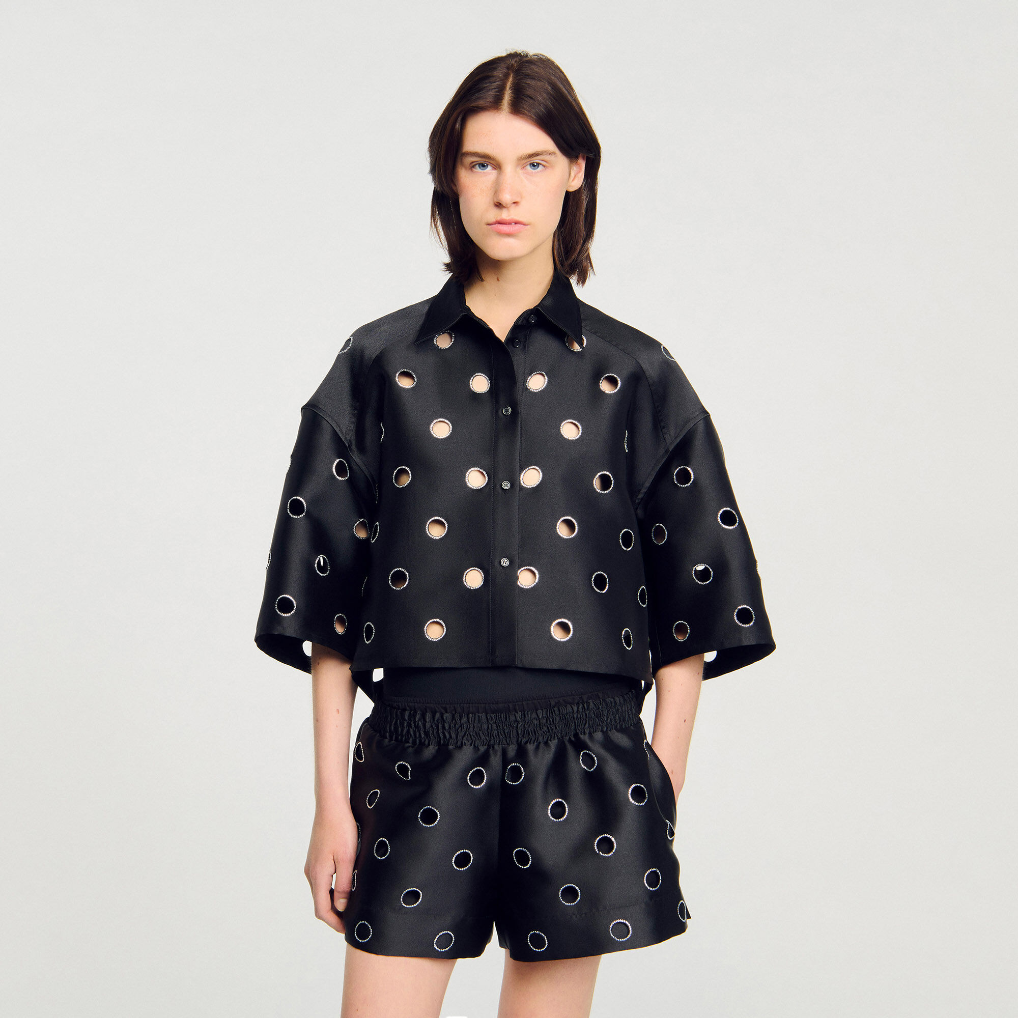 Overhemdblouse met stras