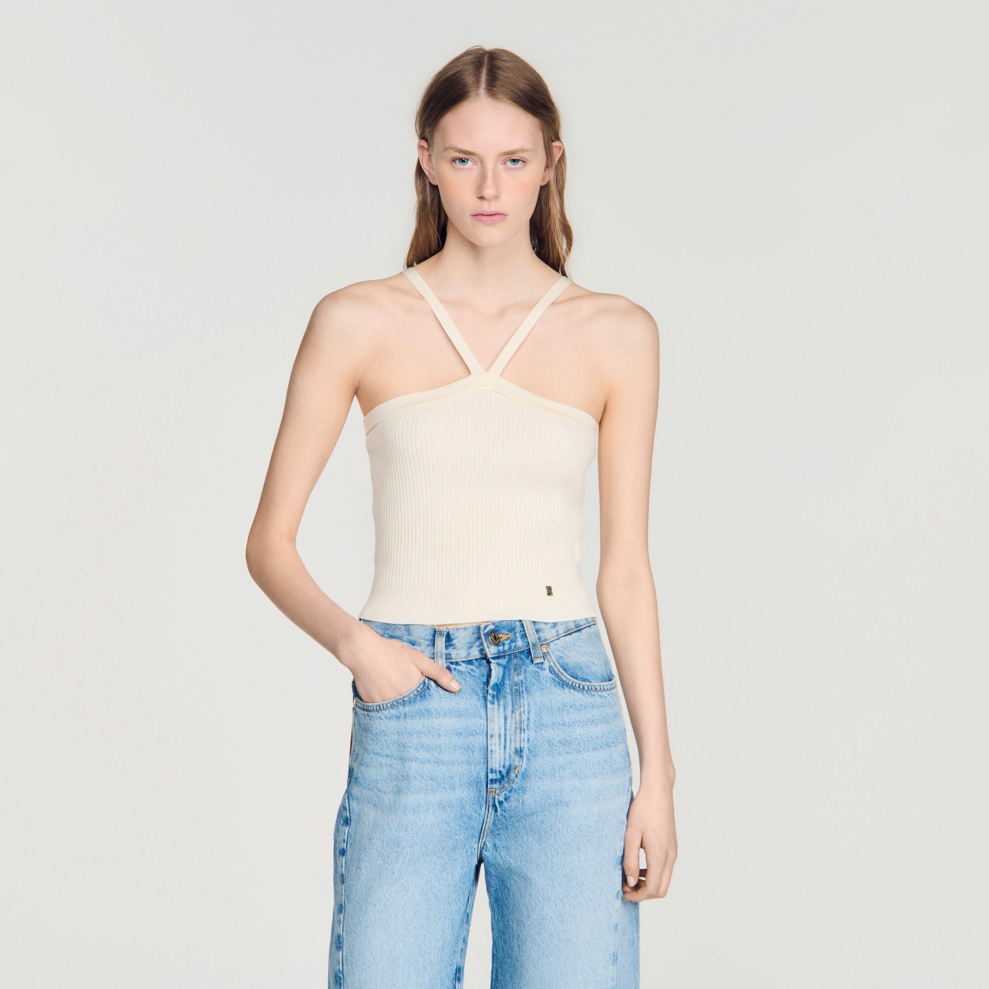 Korte ribgebreide top