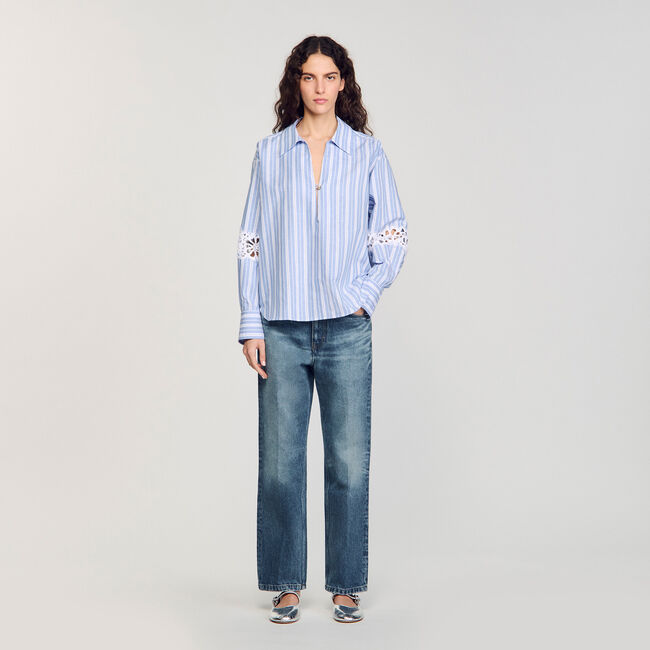 Overhemdblouse gestreept