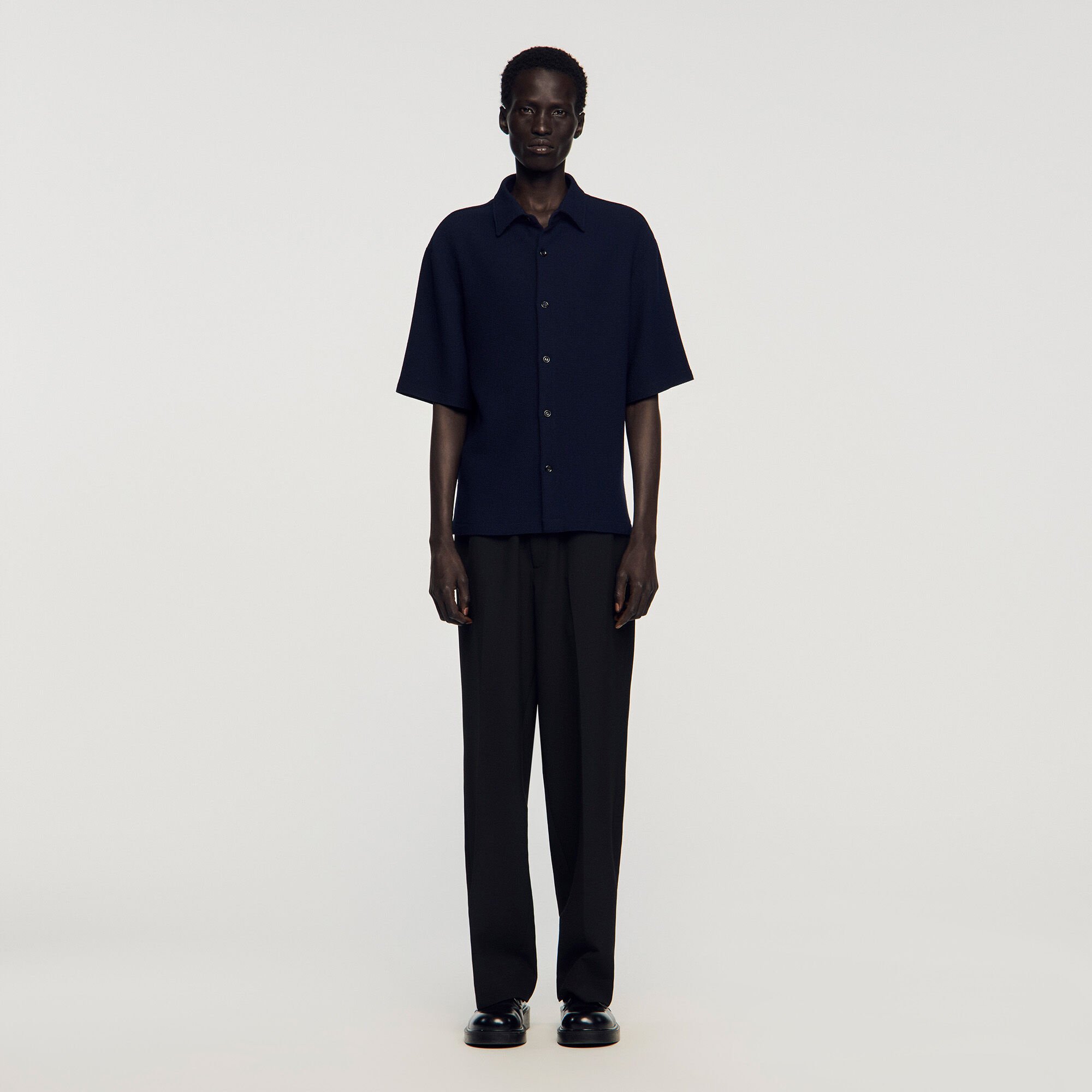 Overhemd met textuur en haaienkraag