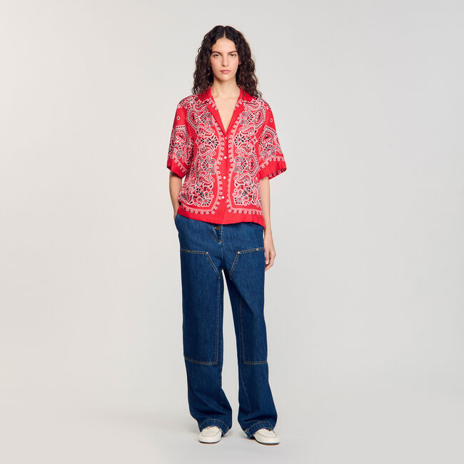 Overhemdblouse bandana print