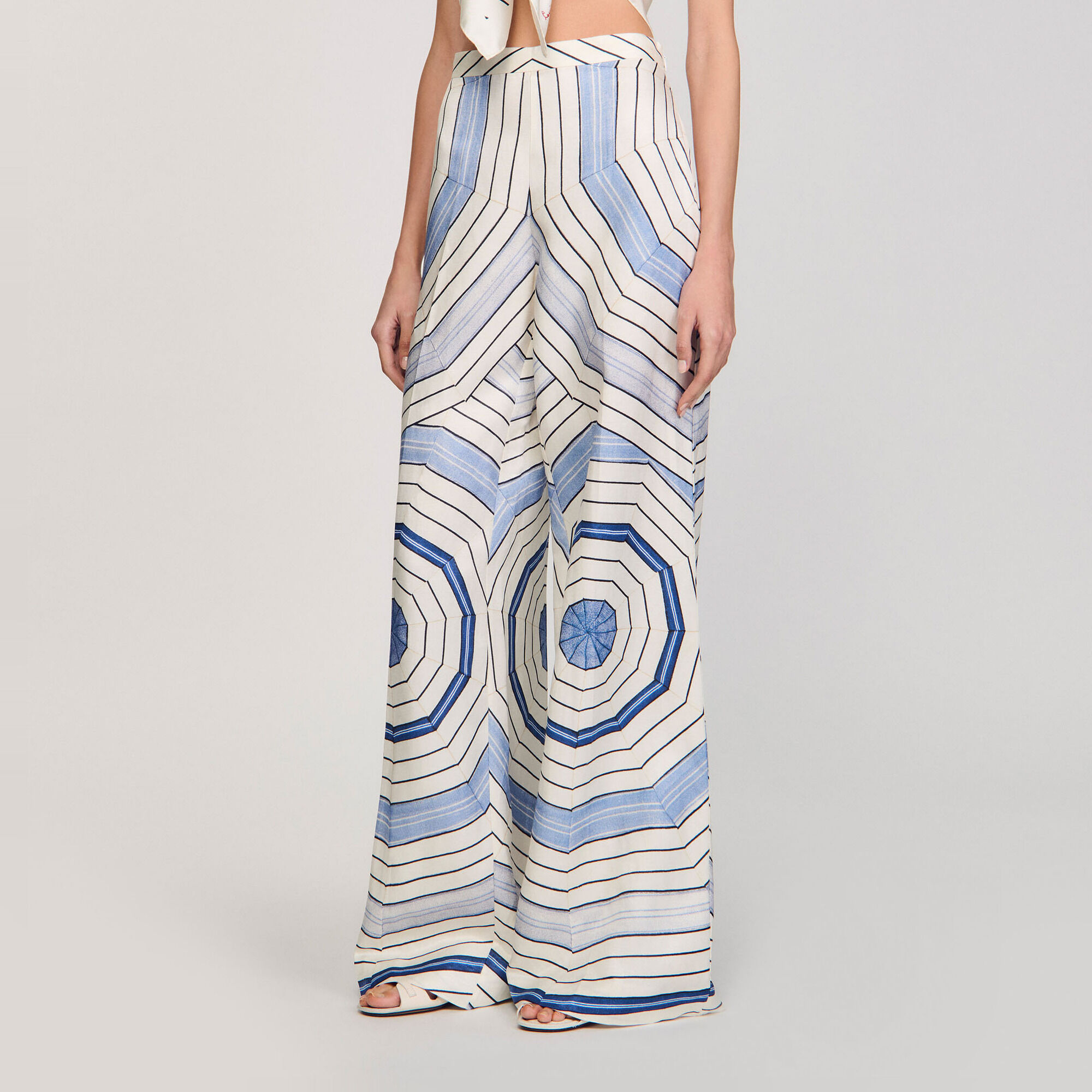 Pantalon wijd Spirales print