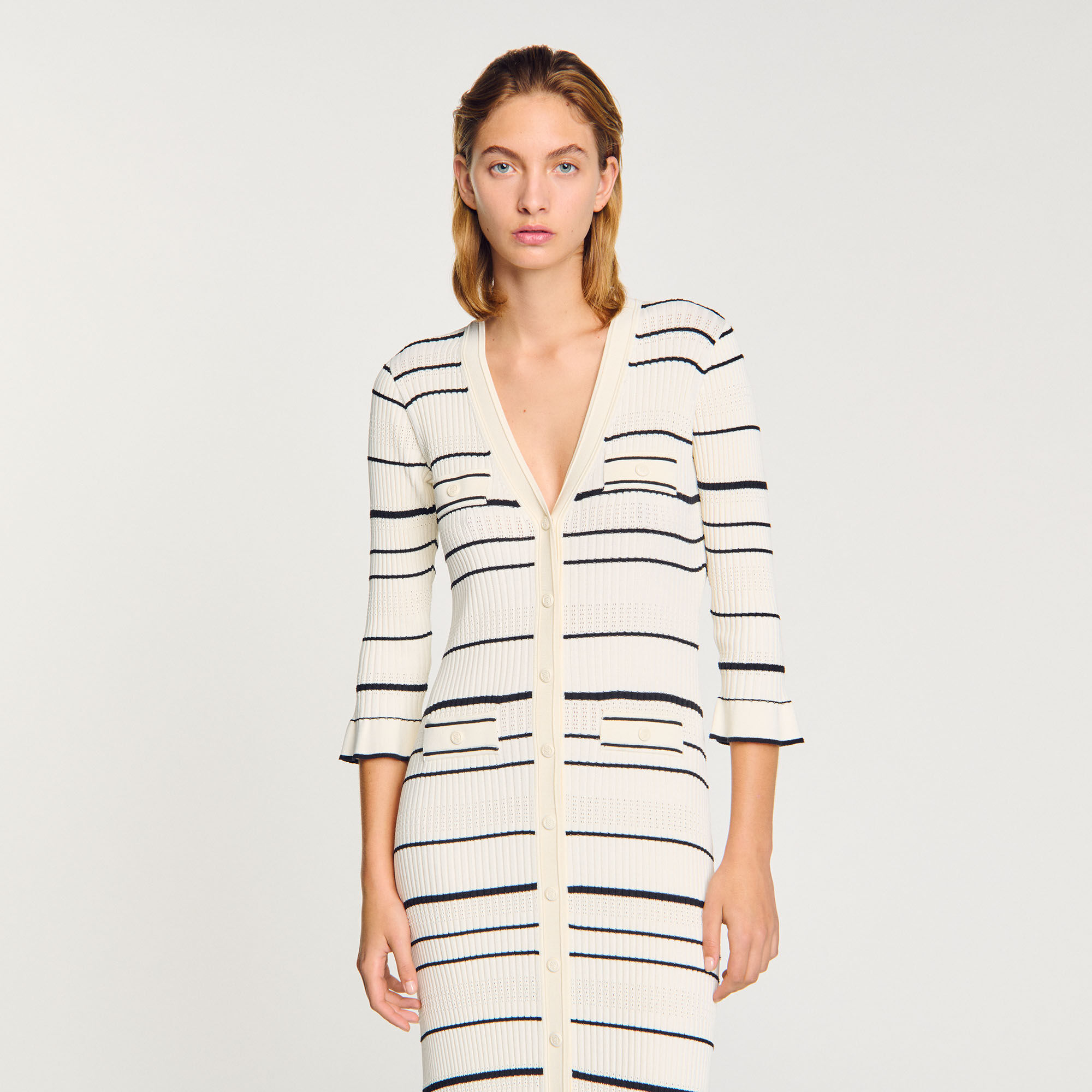 Lange jurk gestreept tricot