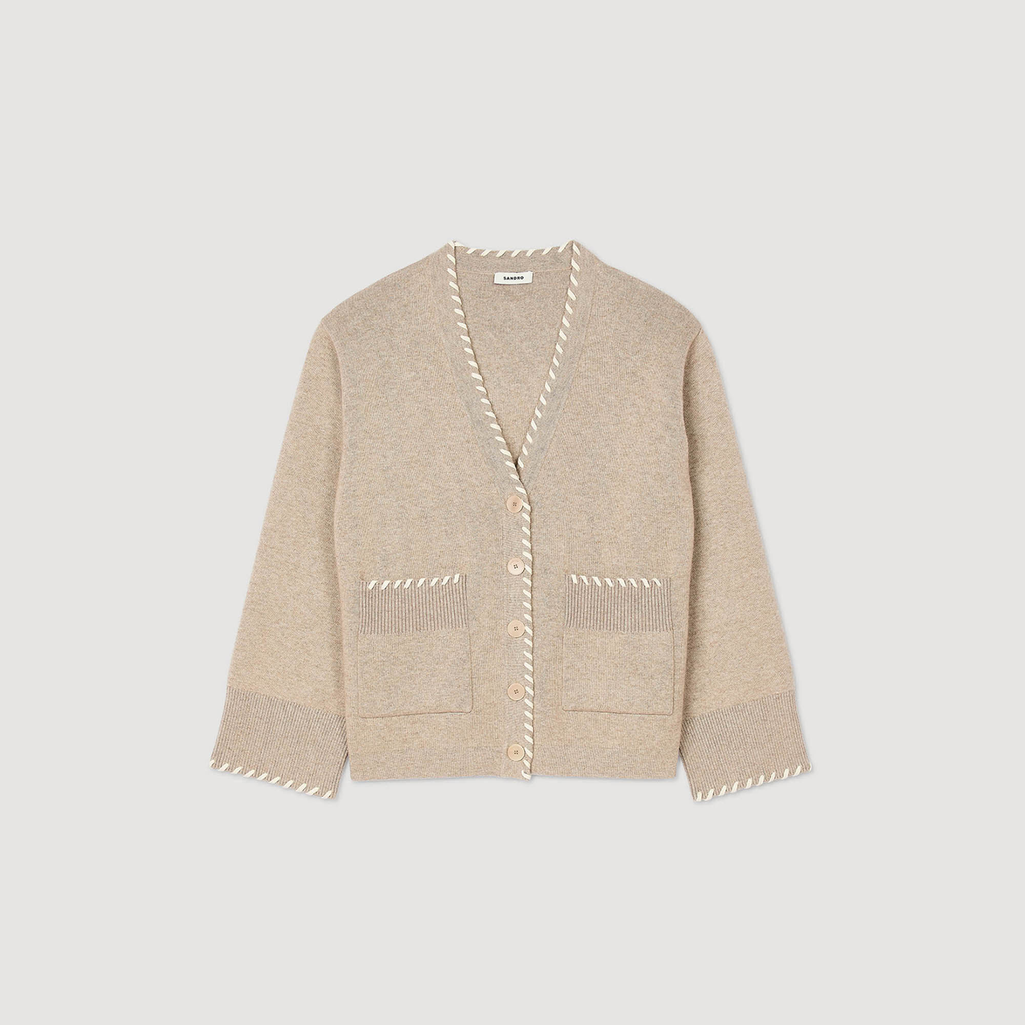 Cardigan vest contrasterende bies