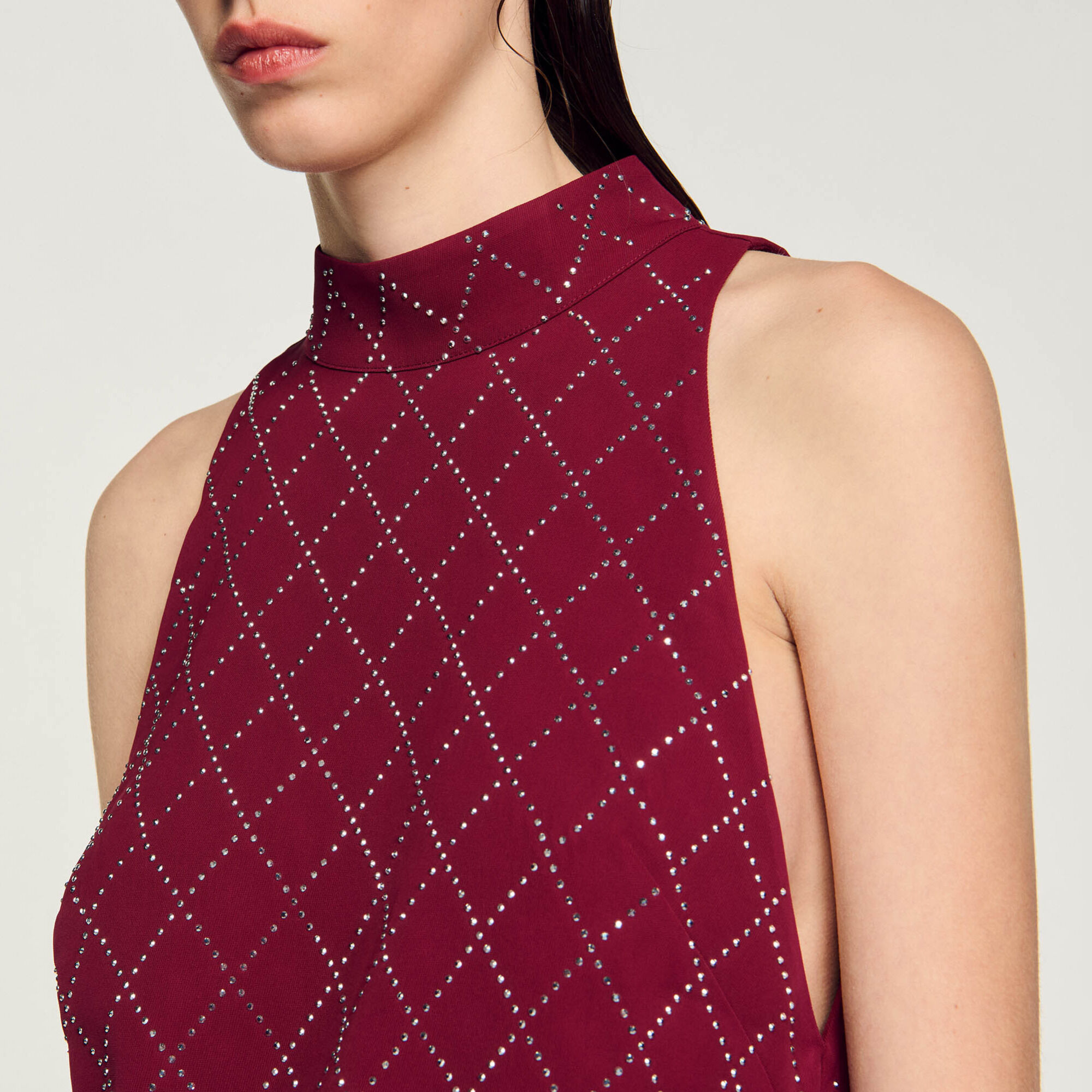 Korte jurk met studs ruitvorm - Vrouw | Sandro