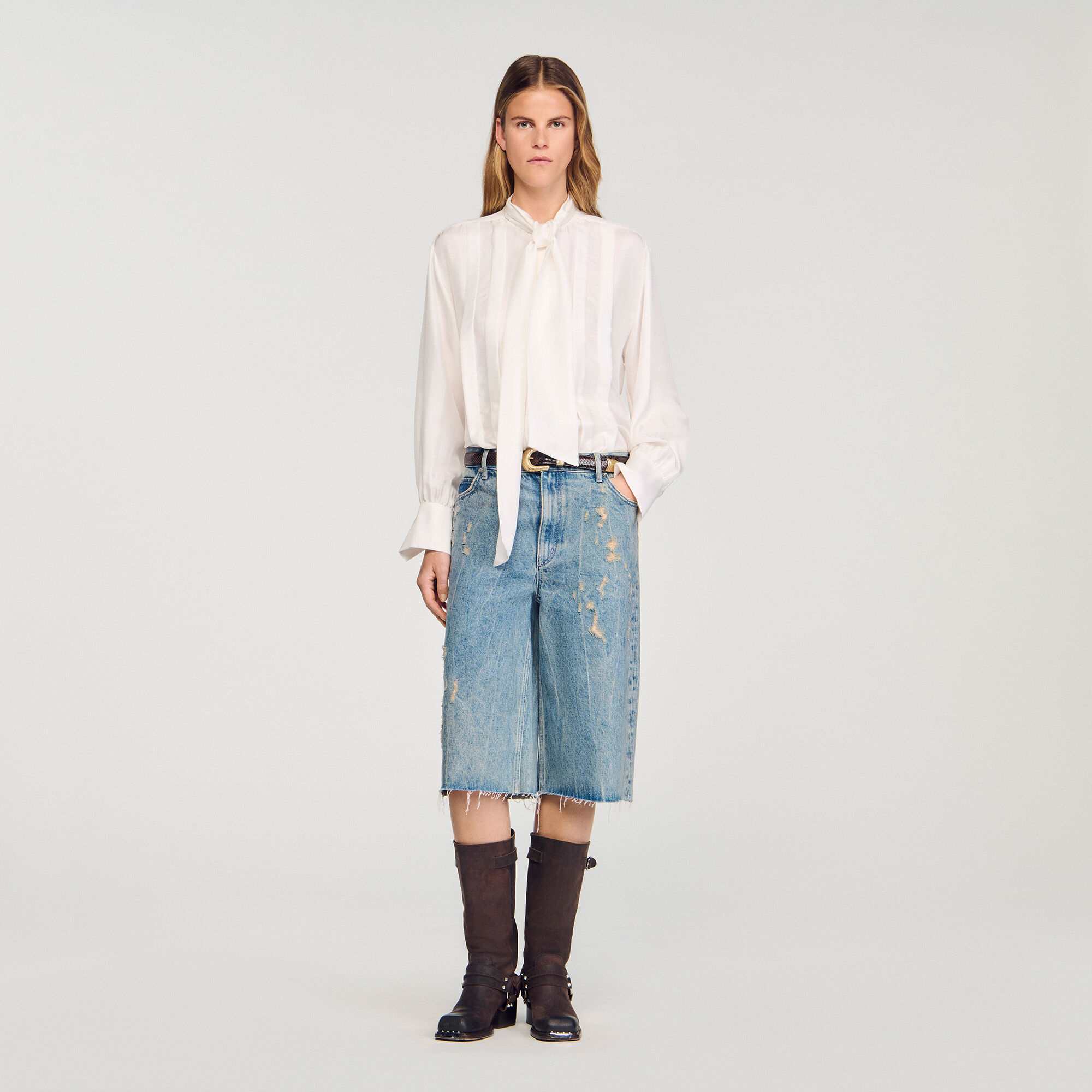 Zijden blouse met lavallière