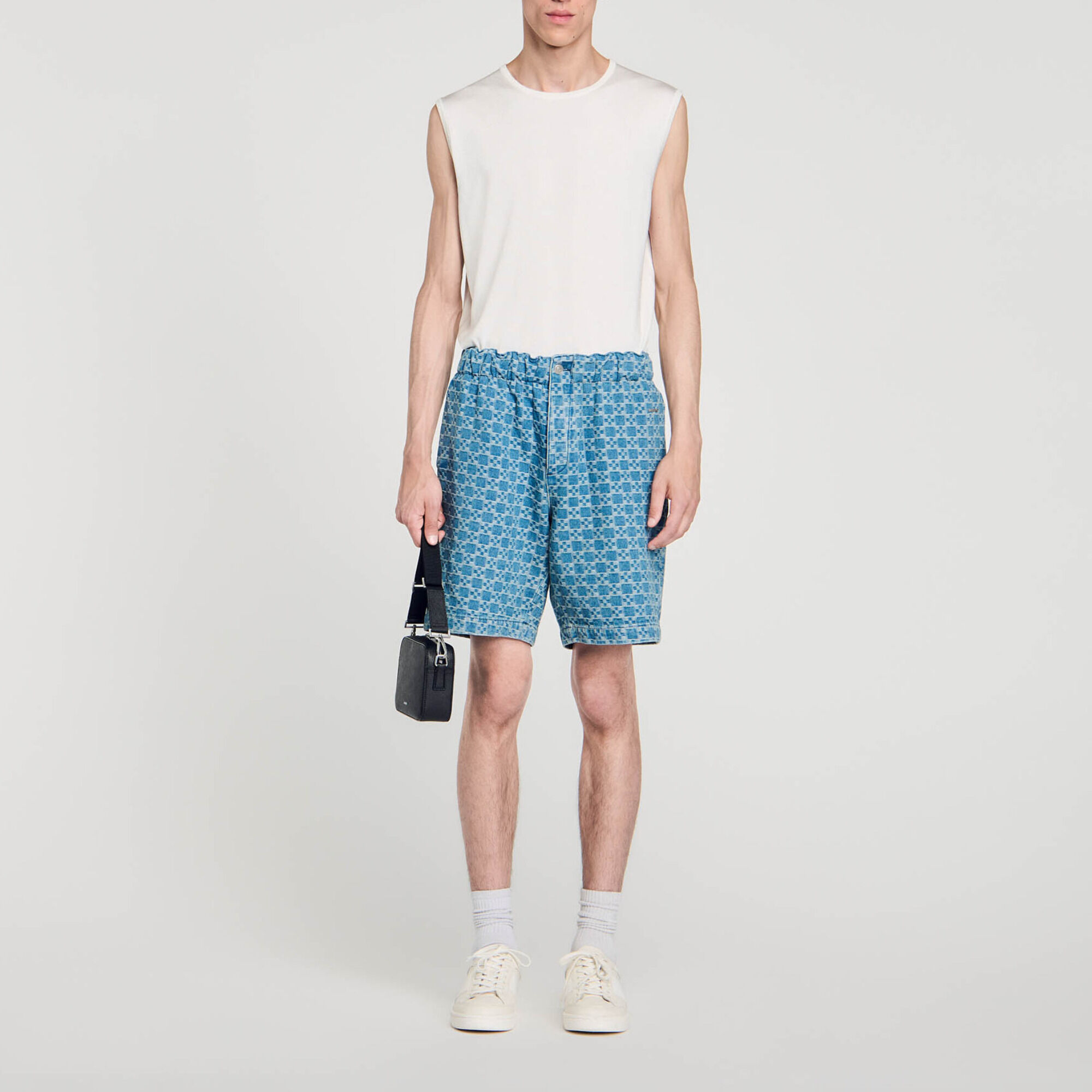 Square cross denim bermuda short - Man | Sandro