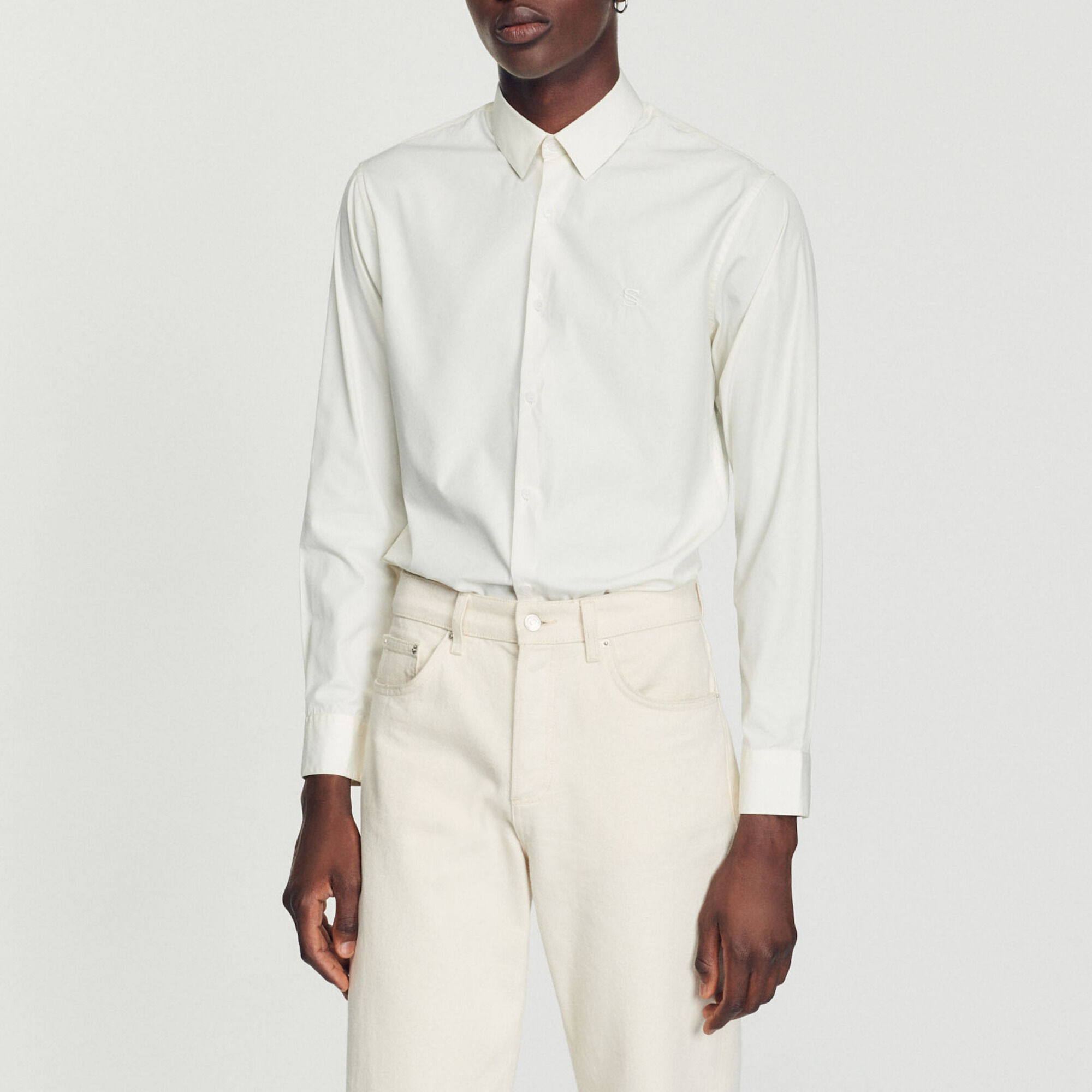 Katoenen blouse met geborduurd logo