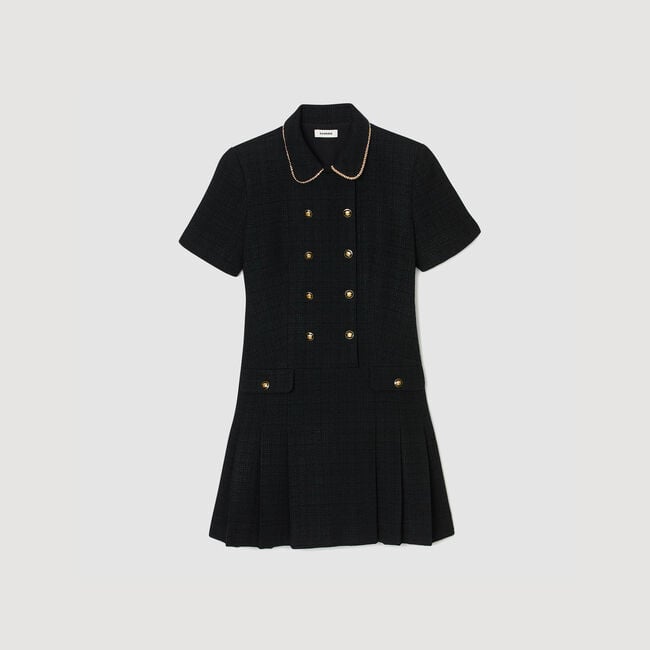 Korte tweed jurk met knopen
