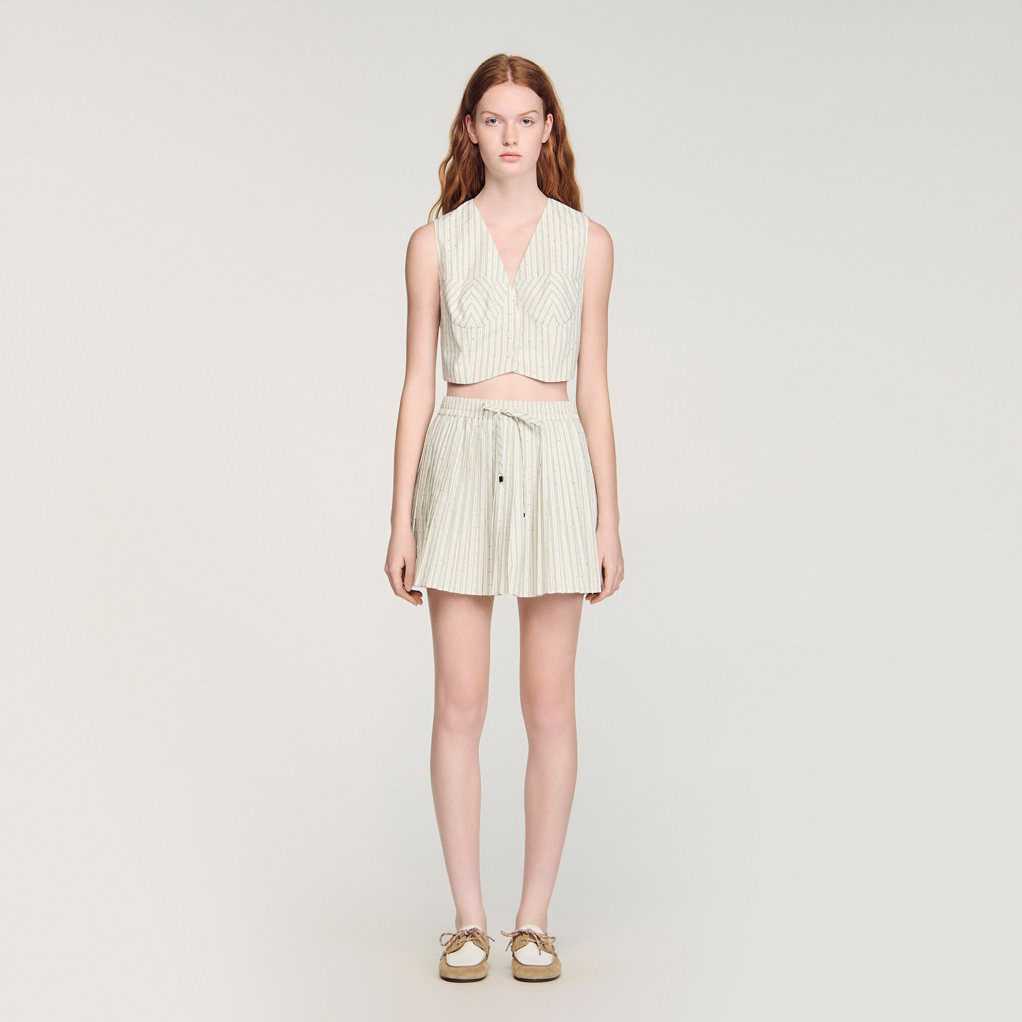 Korte top gestreept met stras