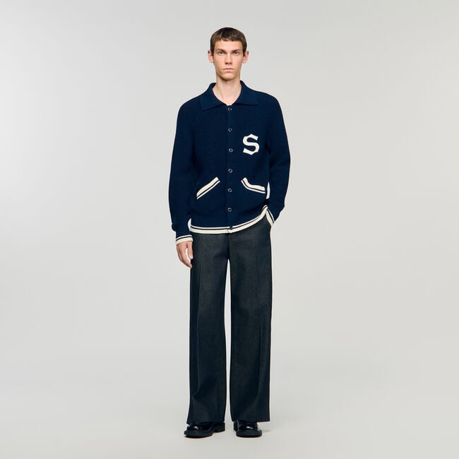 Wollen vest met patch S