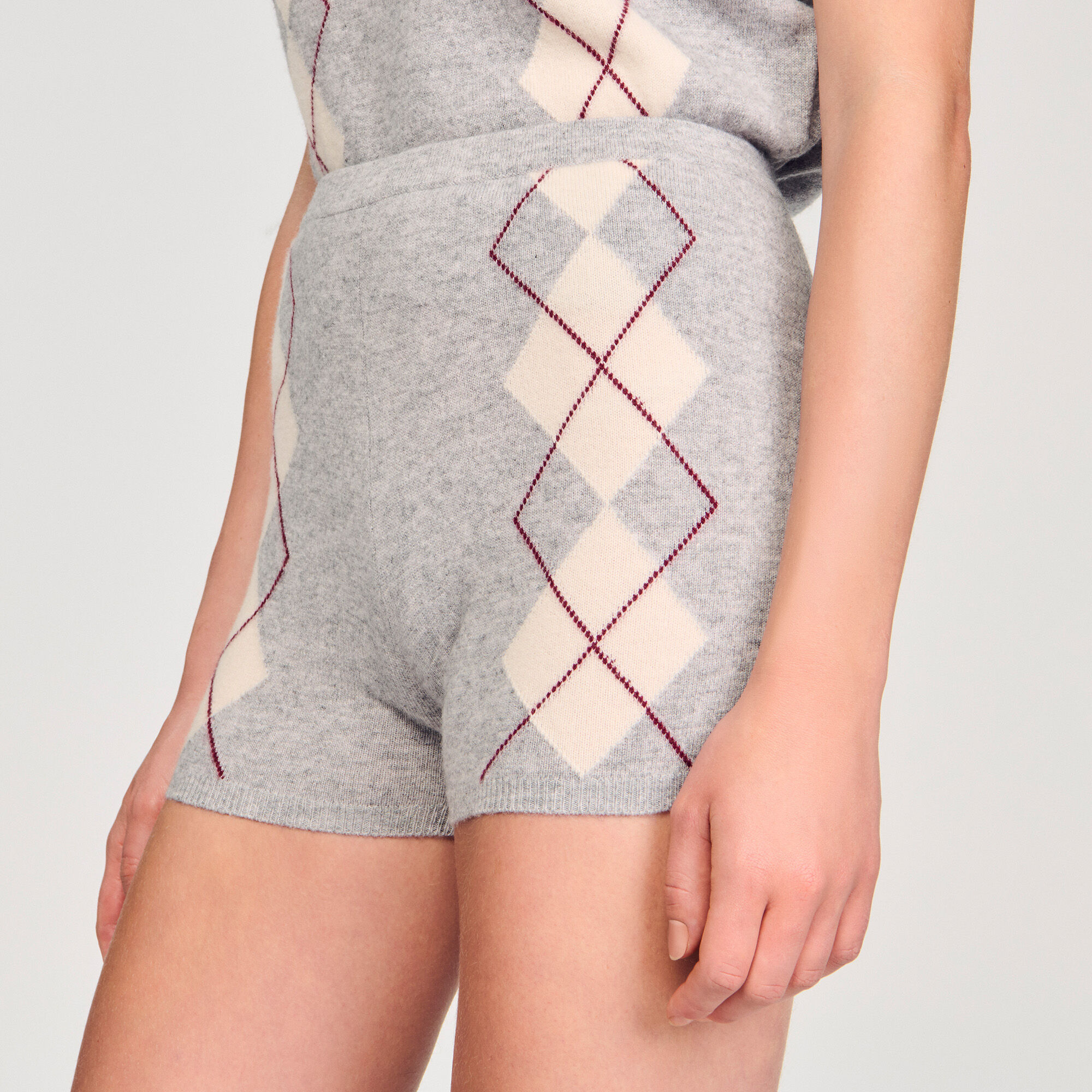 Gebreide short met ruitmotief