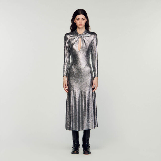 Lange metallic jurk
