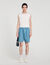 Square cross denim bermuda short