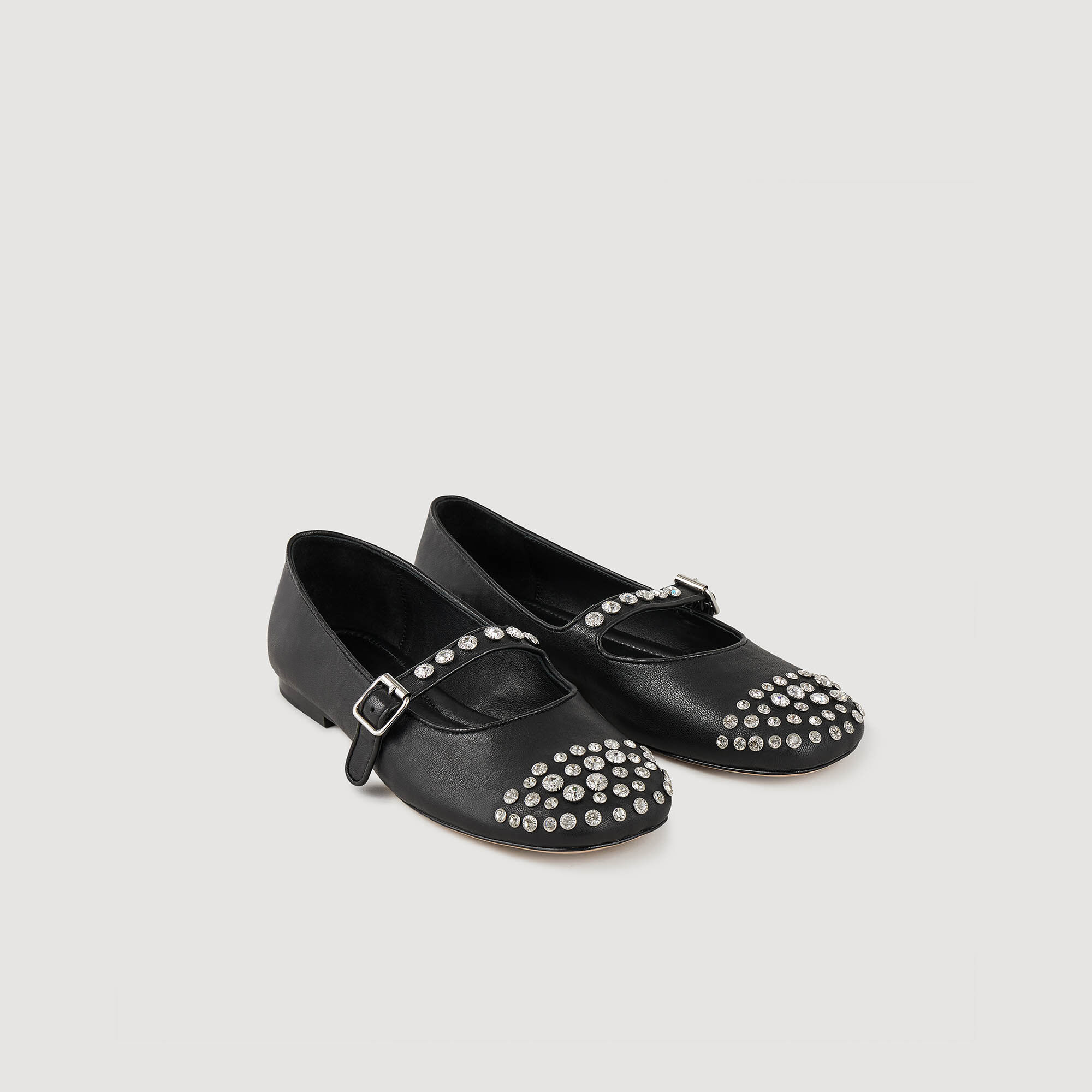 Leren ballerina's met stras