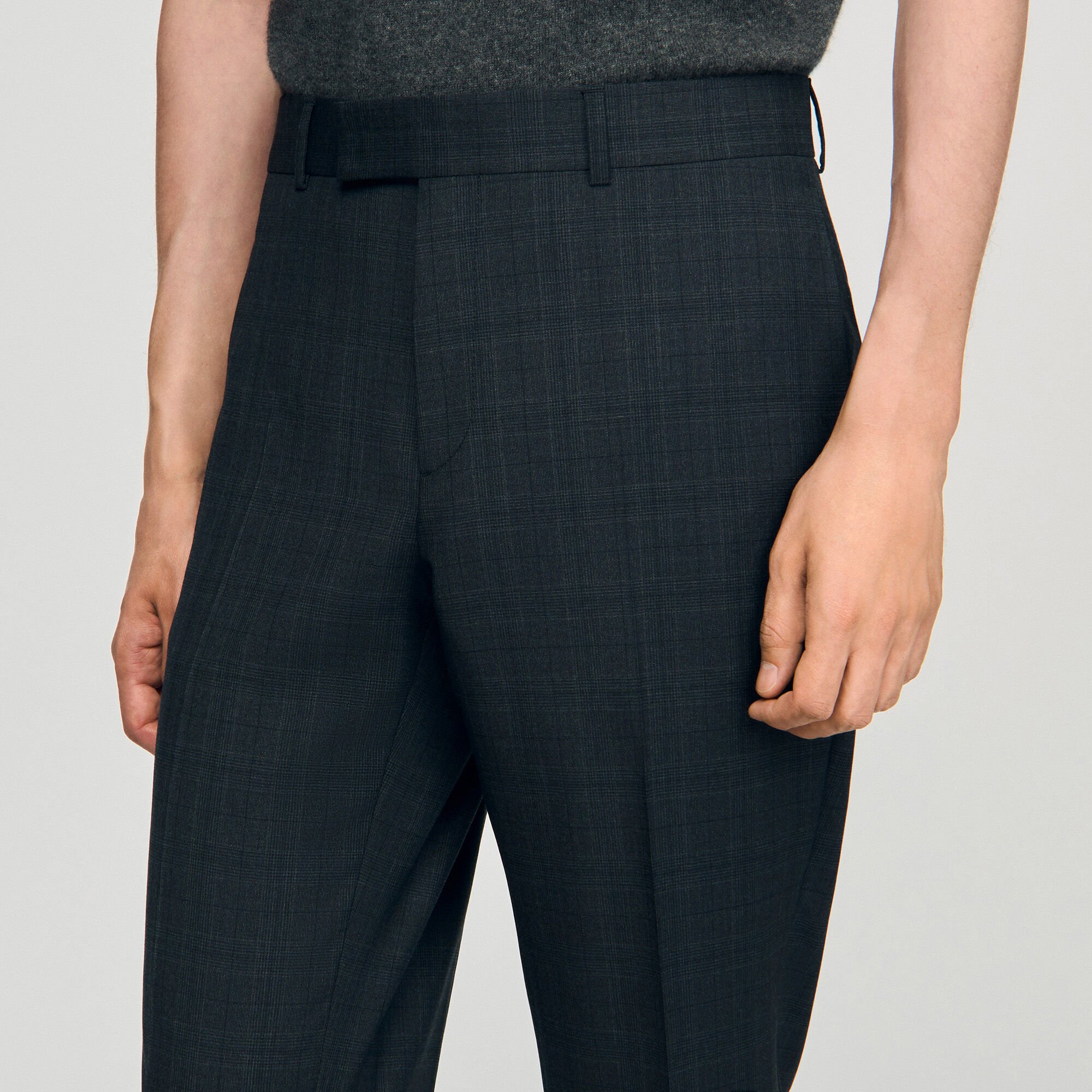 Geruite wollen pantalon
