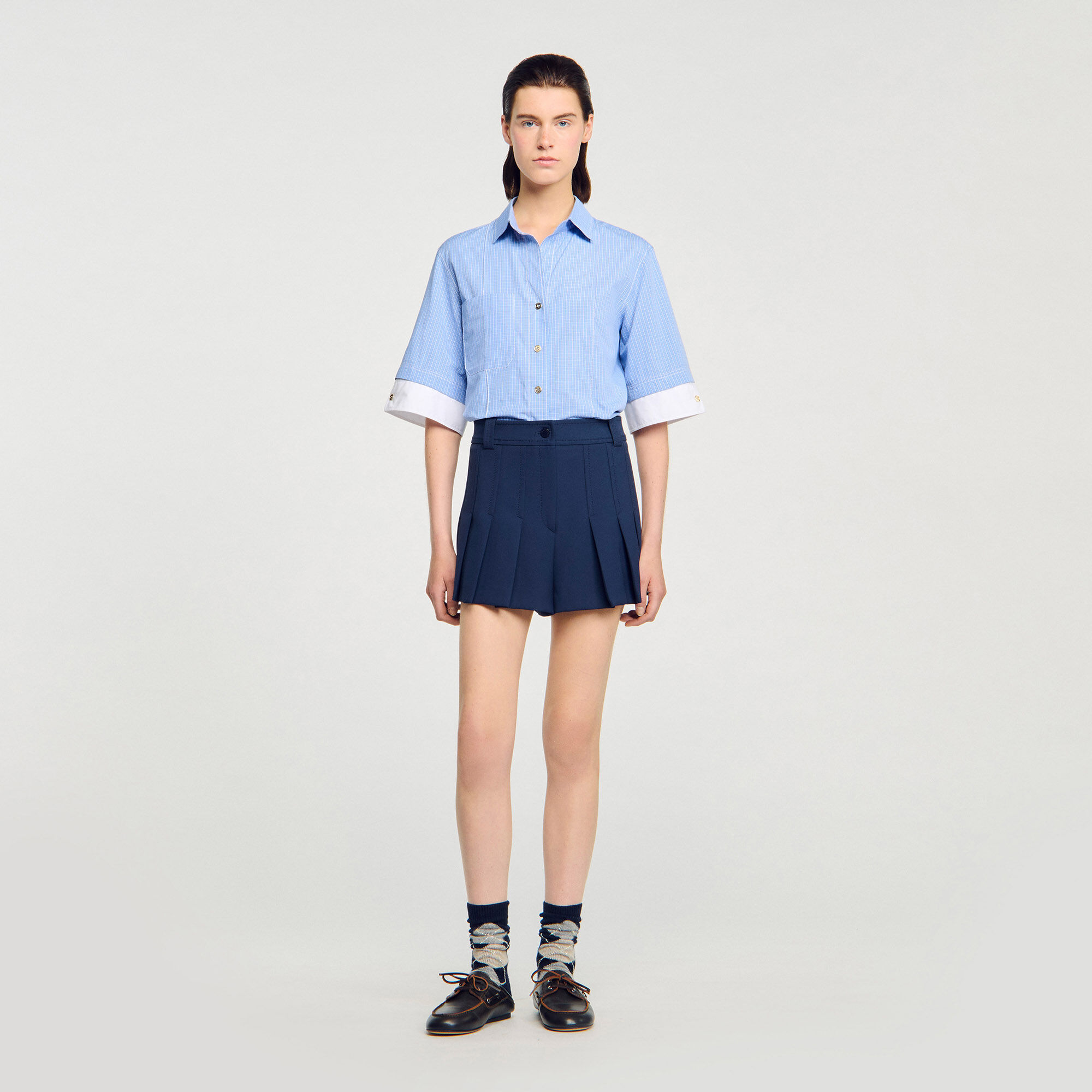 Short met plooien