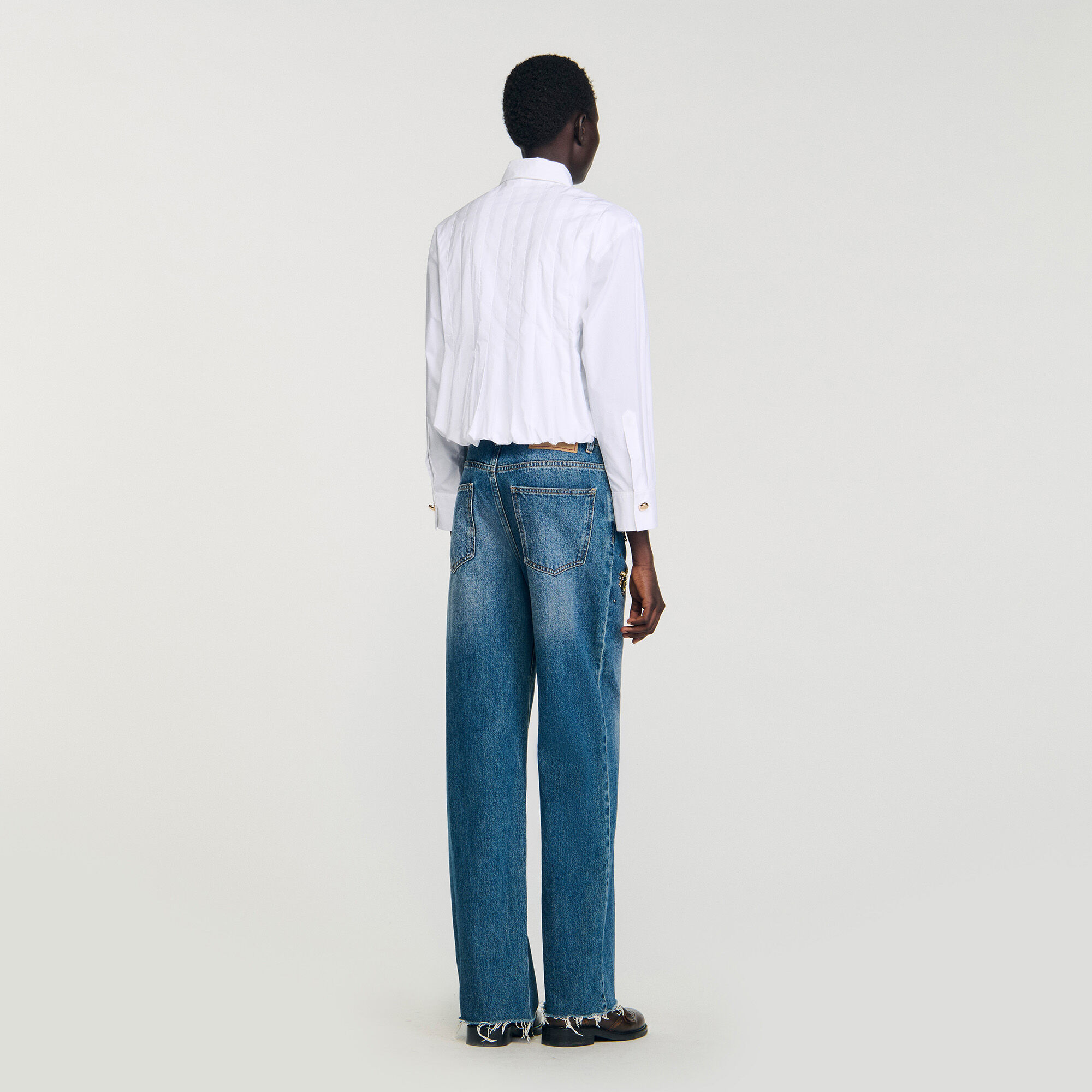Korte overhemdblouse met plooien