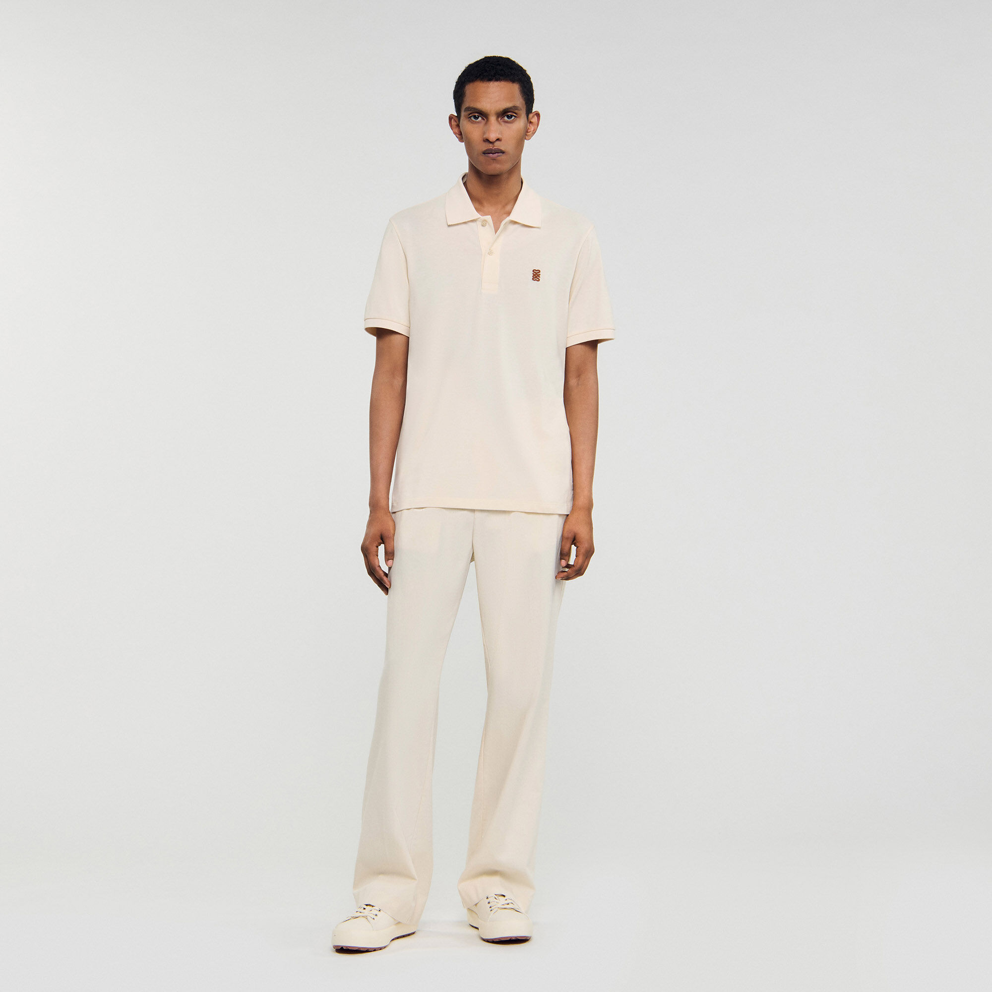 Poloshirt met leren logo