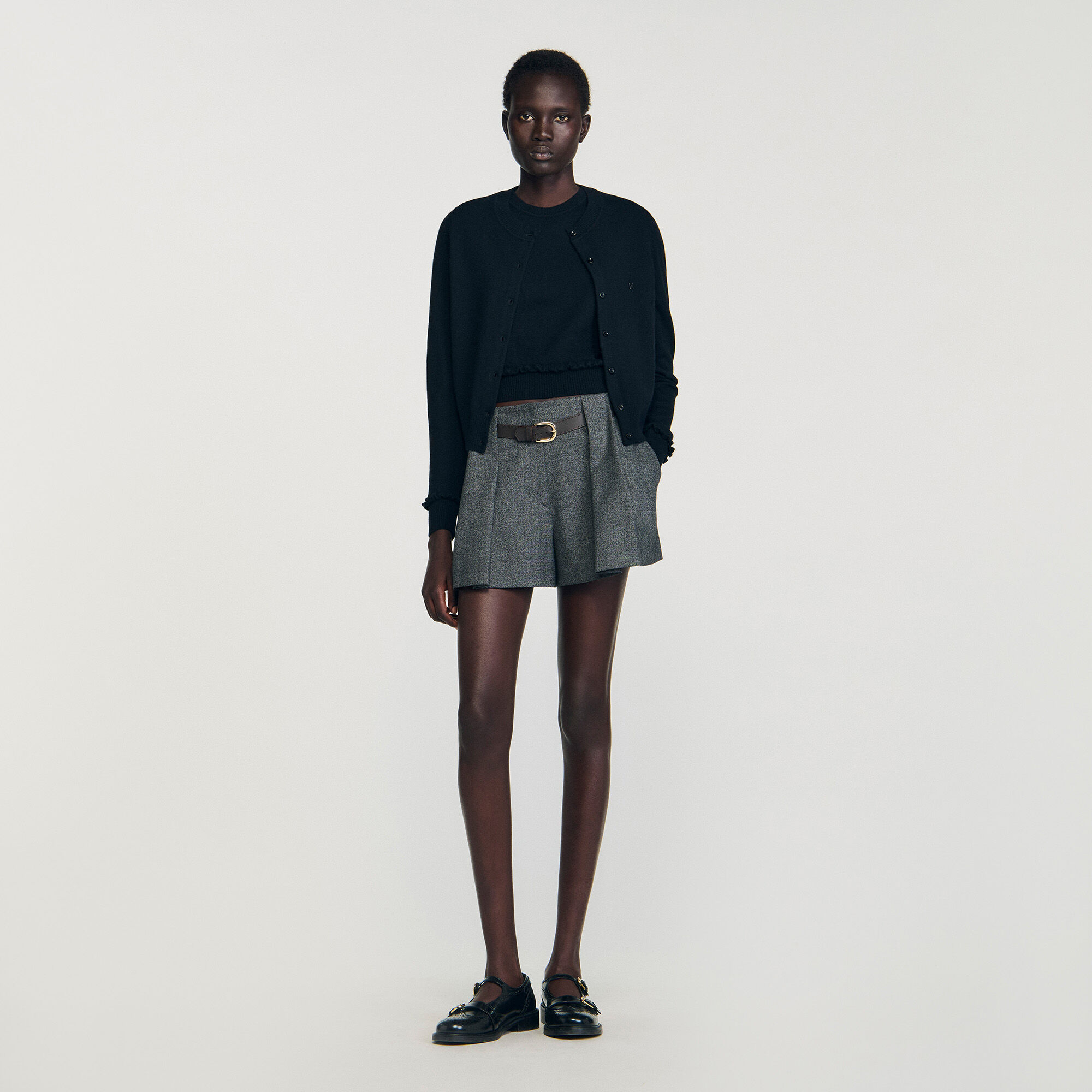 Geplooide short met ceintuur