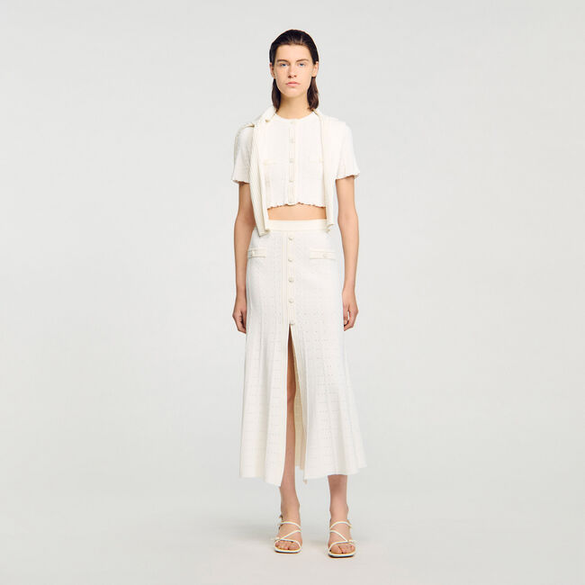 Lange rok tricot pointelle