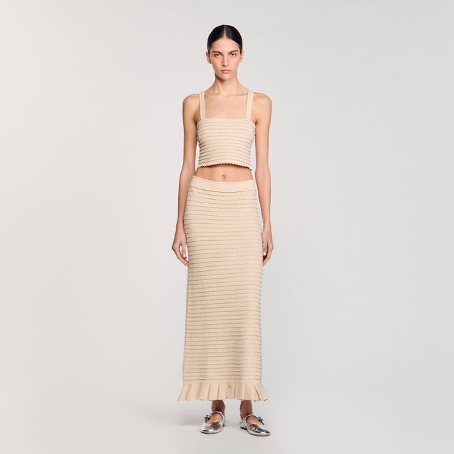 Korte top tricot stras