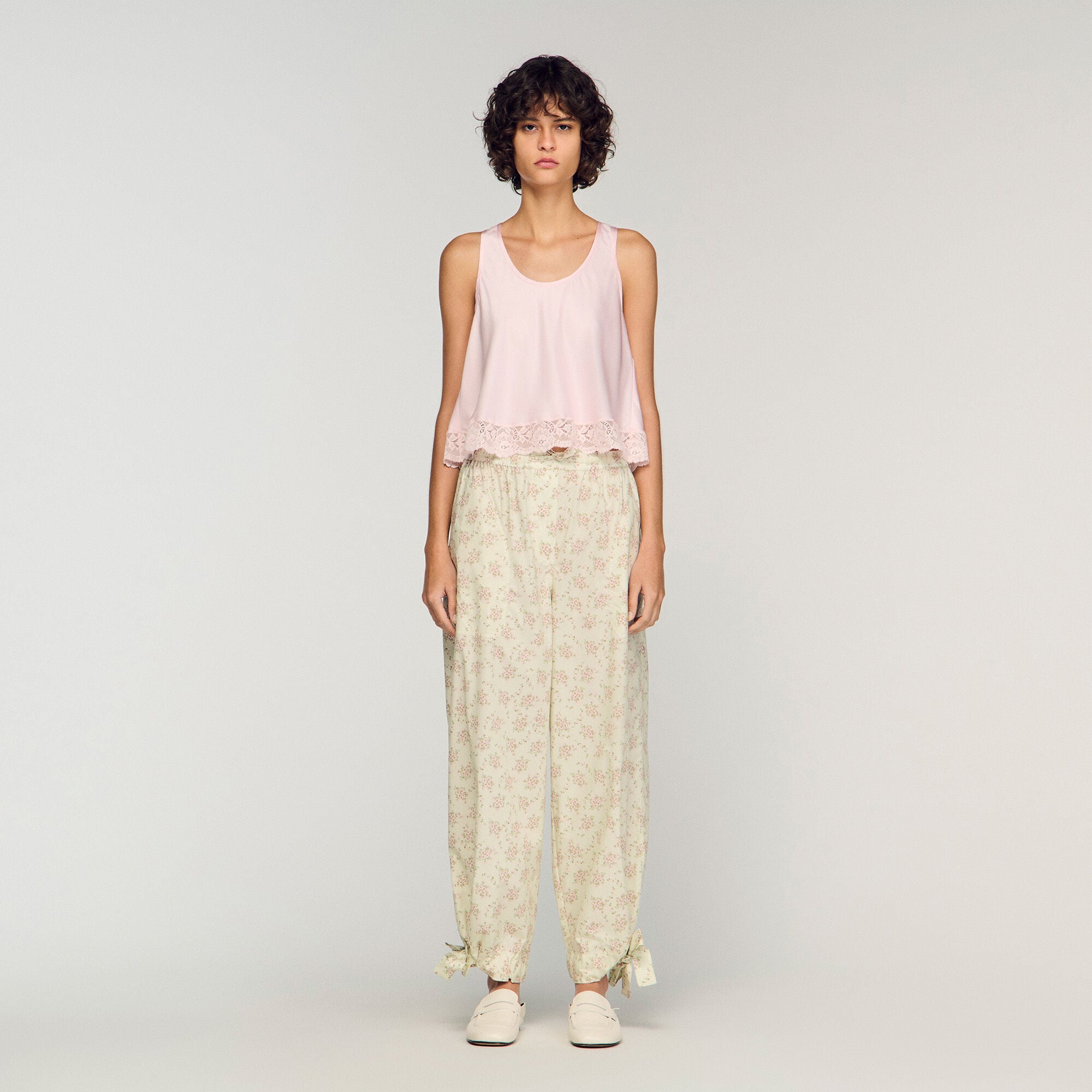Pantalon wijd bloemenprint