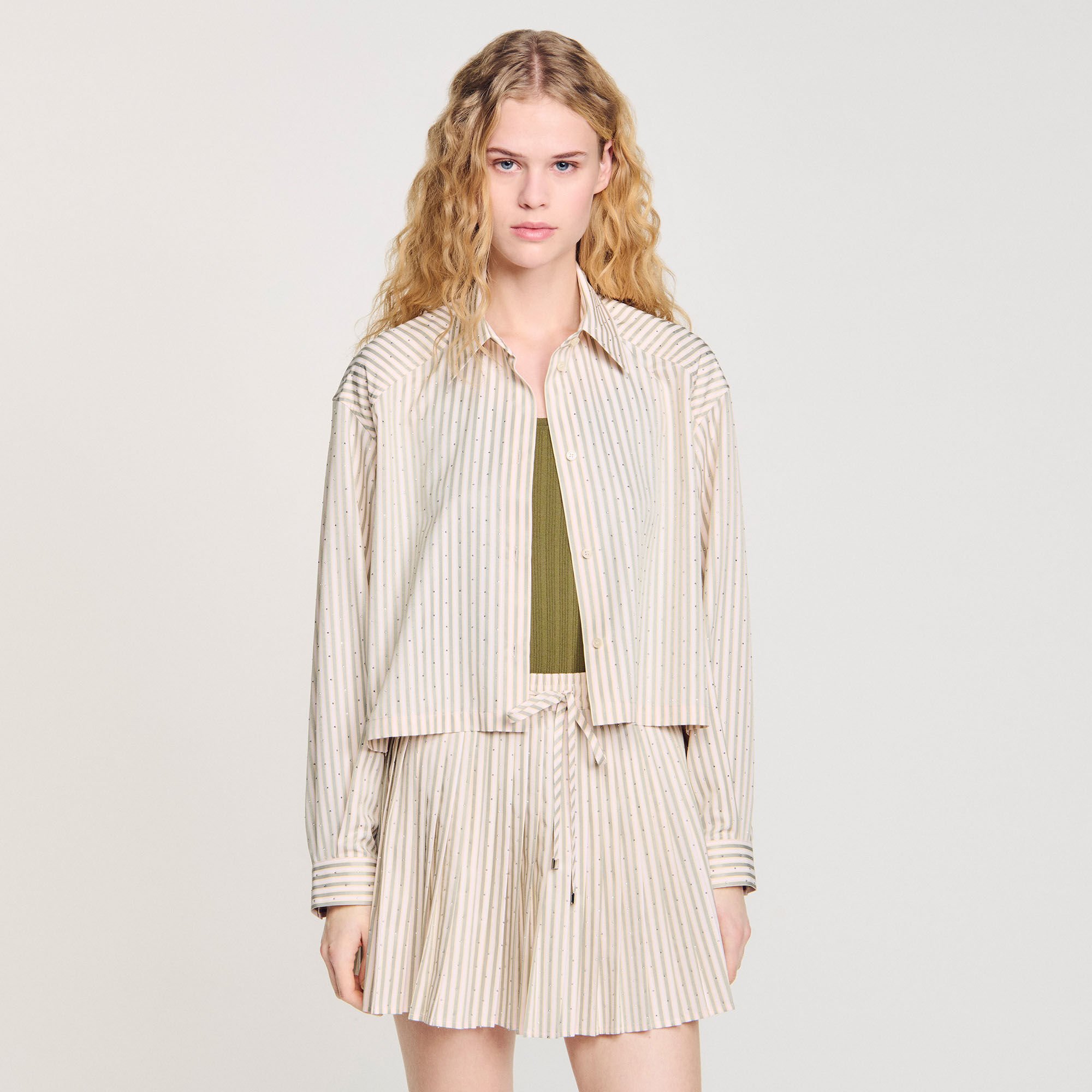 Overhemdblouse gestreept met stras