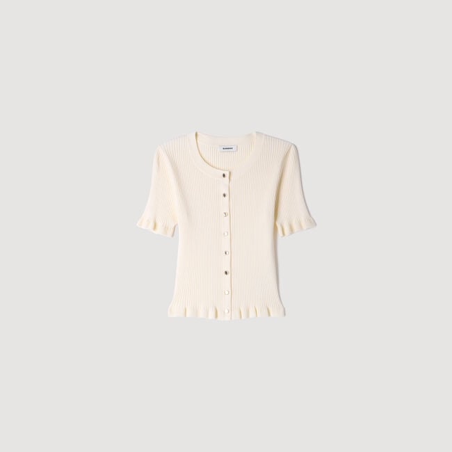 Ribgebreid vest met volants