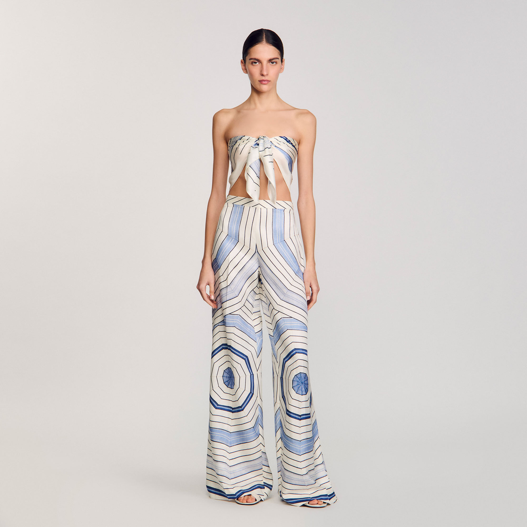 Pantalon wijd Spirales print