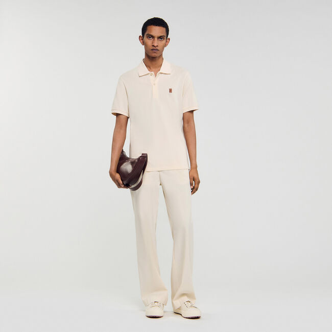 Poloshirt met leren logo
